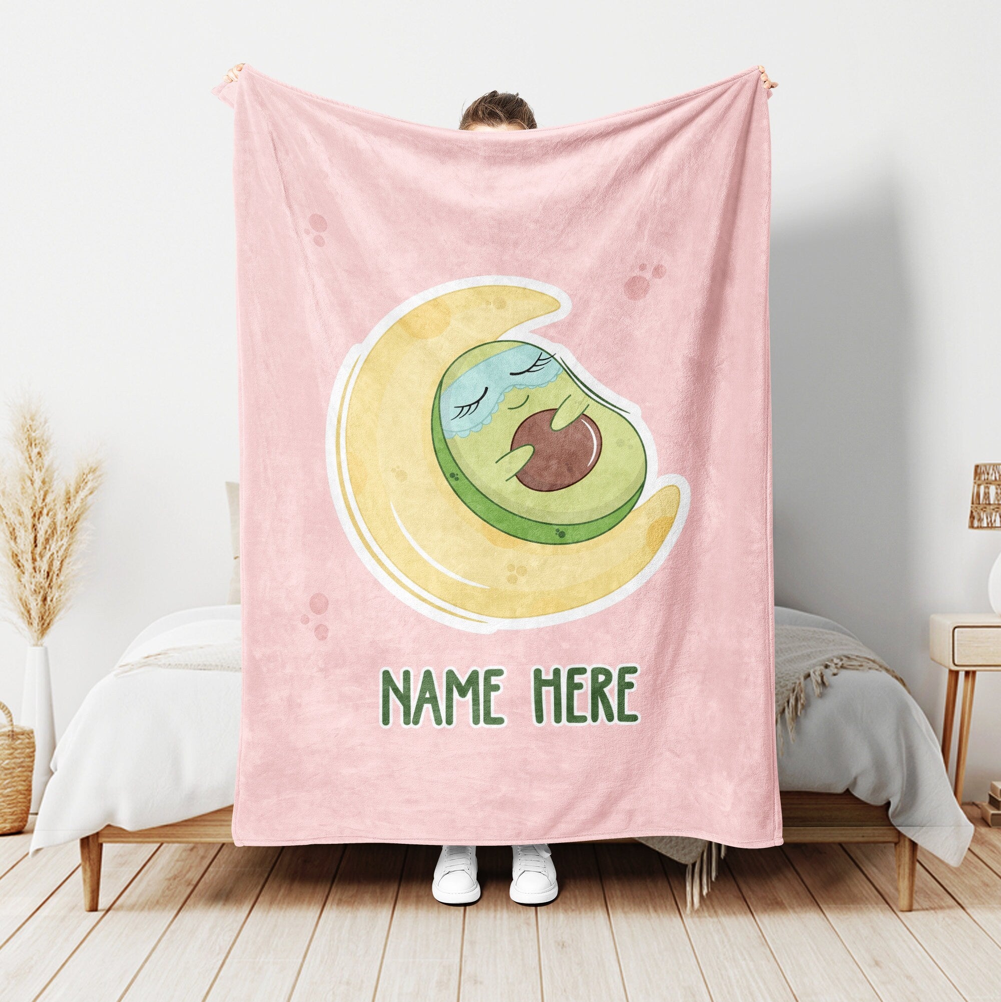 Petmytshirt Avocado Blanket Funny Avocado Blanket Custom Name Gift For Daughter Girl Kid