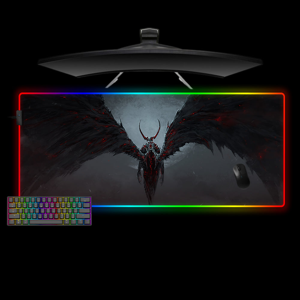 Allleftout Lucifer Wings Design M-Xxl Size Rgb Gaming Mouse Pad, Computer Desk Mat