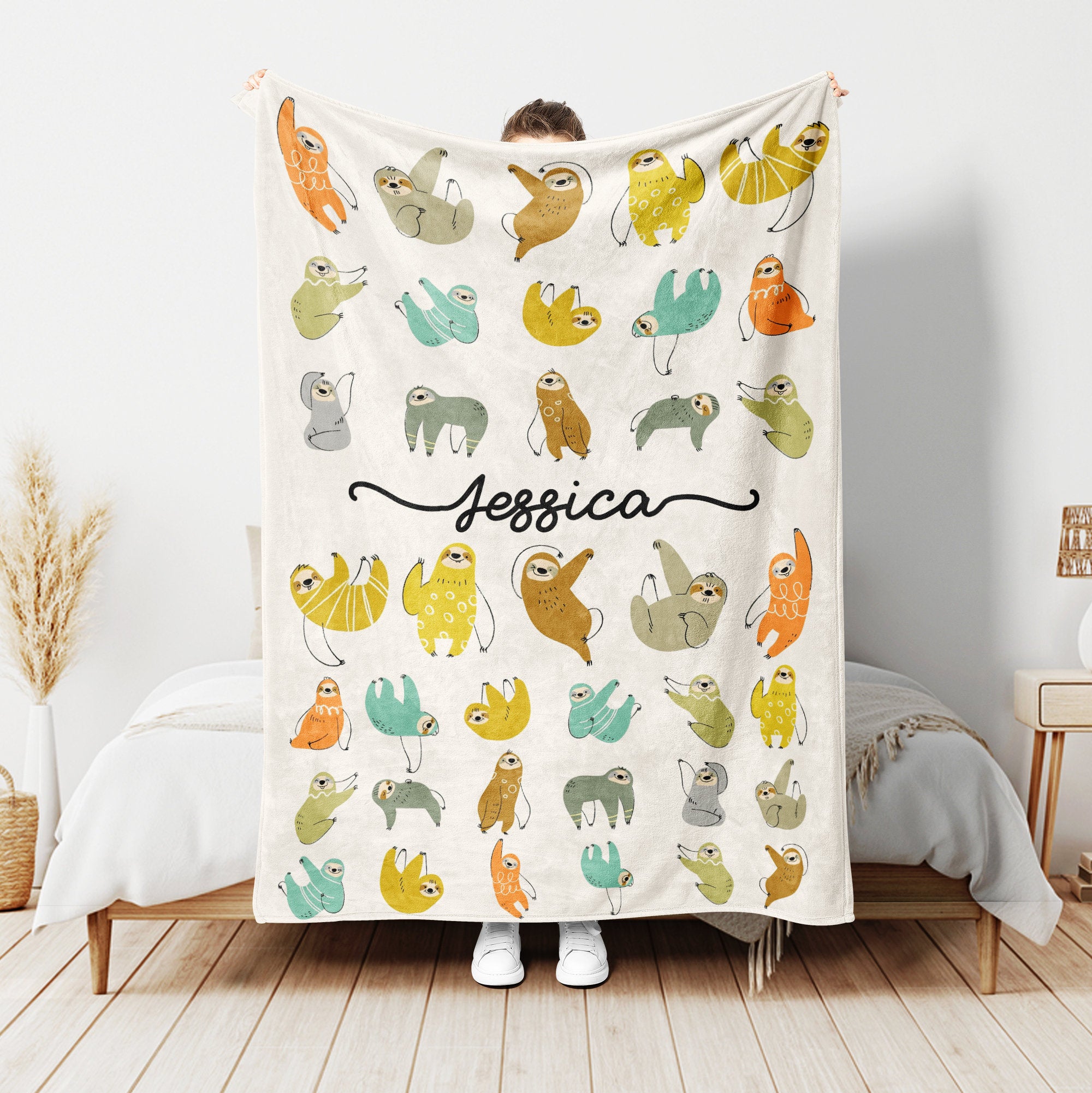 Petmytshirt Sloth Blanket Funny Sloths Blanket Custom Name Gift For Sloth Lover