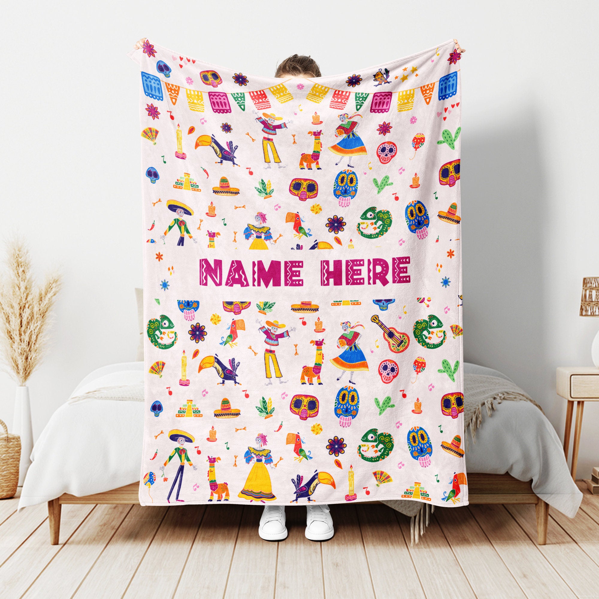 Petmytshirt Mexico Blanket Cinco De Mayo Blanket Custom Name Soft Sherpa Fleece Throw Blankets Gift For Mexican