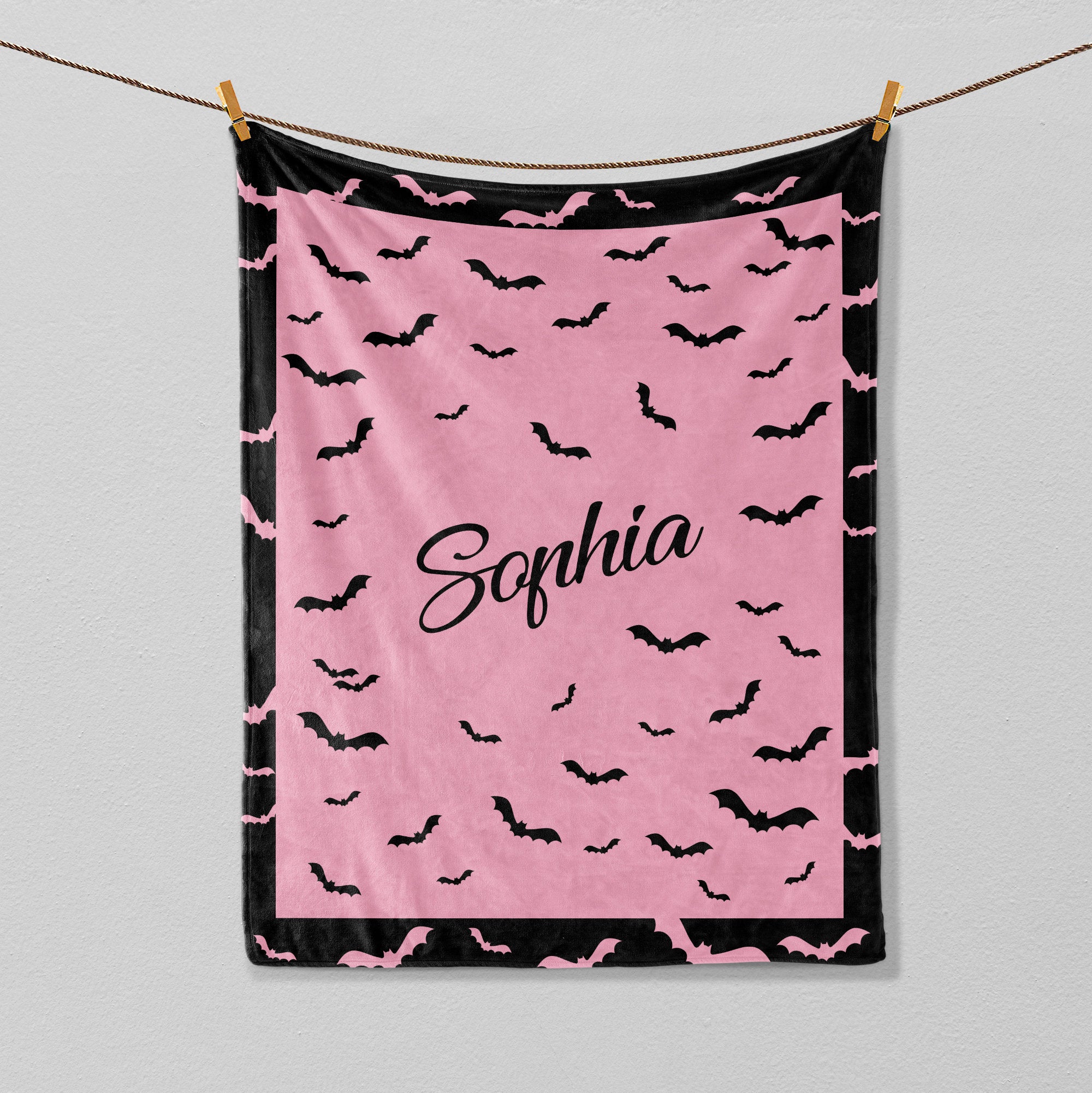 Petmytshirt Halloween Blanket Pink Halloween Blanket Custom Name Soft Cozy Sherpa Fleece Throw Blanket Halloween Gift for Daughter Girl