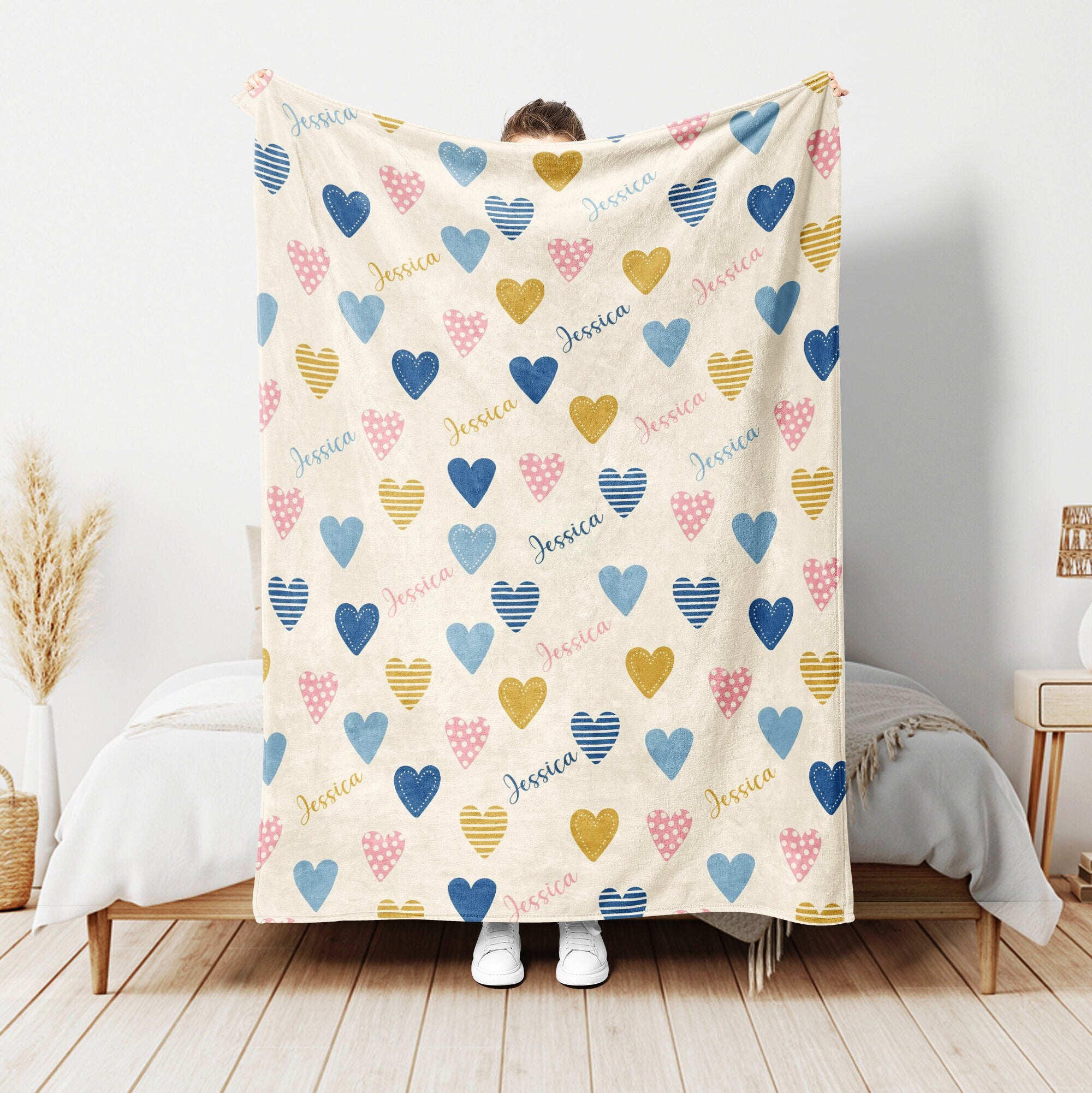 Petmytshirt Heart Blanket Blanket with Name Custom Name Gift for Daughter Girl Kid