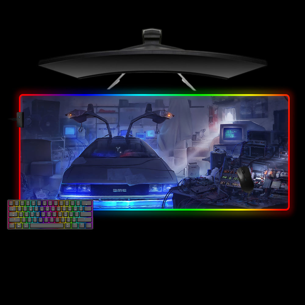 Allleftout Delorean Design M-Xxl Size Rgb Gaming Mouse Pad, Computer Desk Mat