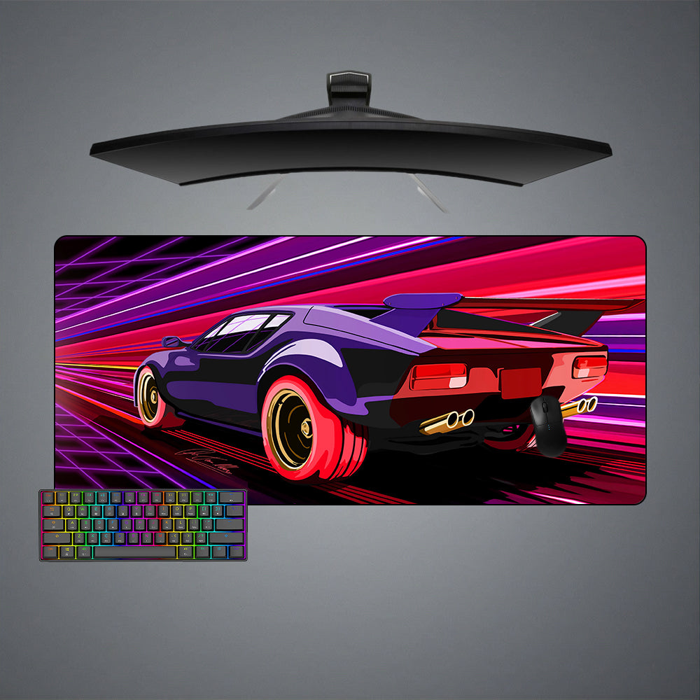Allleftout Retrowave Car Design M-Xxl Size Gaming Mouse Pad, Computer Desk Mat