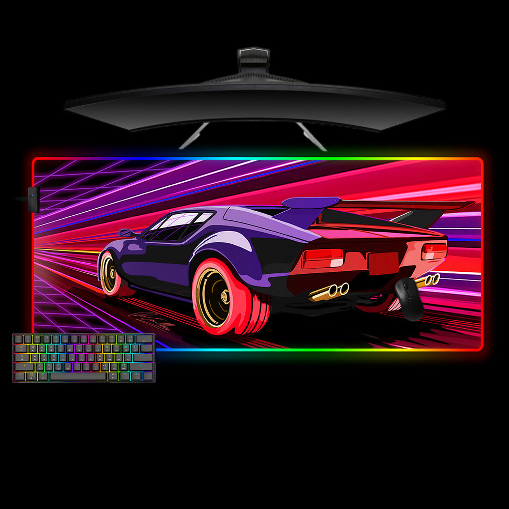 Allleftout Retrowave Car Design M-Xxl Size Rgb Gaming Mouse Pad, Computer Desk Mat