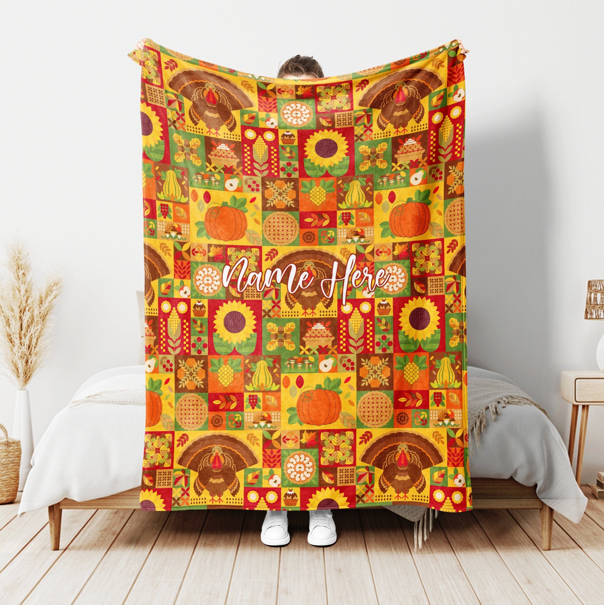 Petmytshirt Thanksgiving Day Blanket Fall Blanket Custom Name Thanksgiving Gift Autumn Gifts