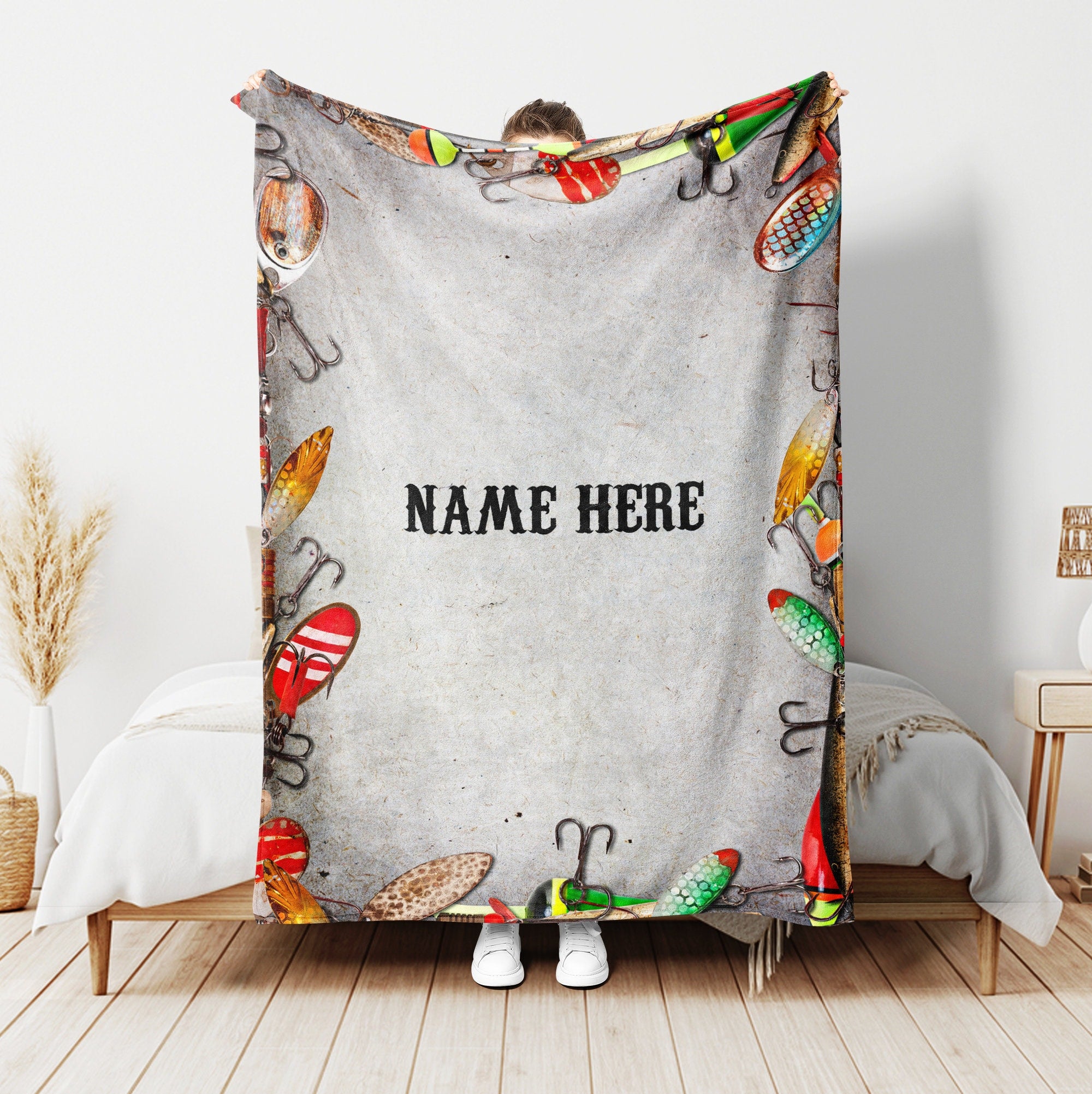 Petmytshirt Fishing Blanket Custom Name Gift For Grandpa Dad Husband Fisherman Fishing Lover