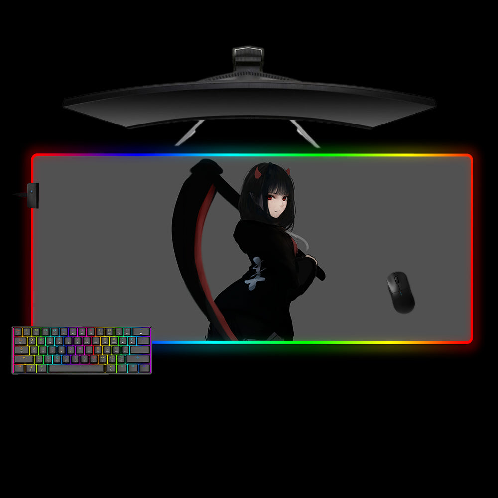 Allleftout Girl With Scythe Design M-Xxl Size Rgb Gaming Mouse Pad, Computer Desk Mat