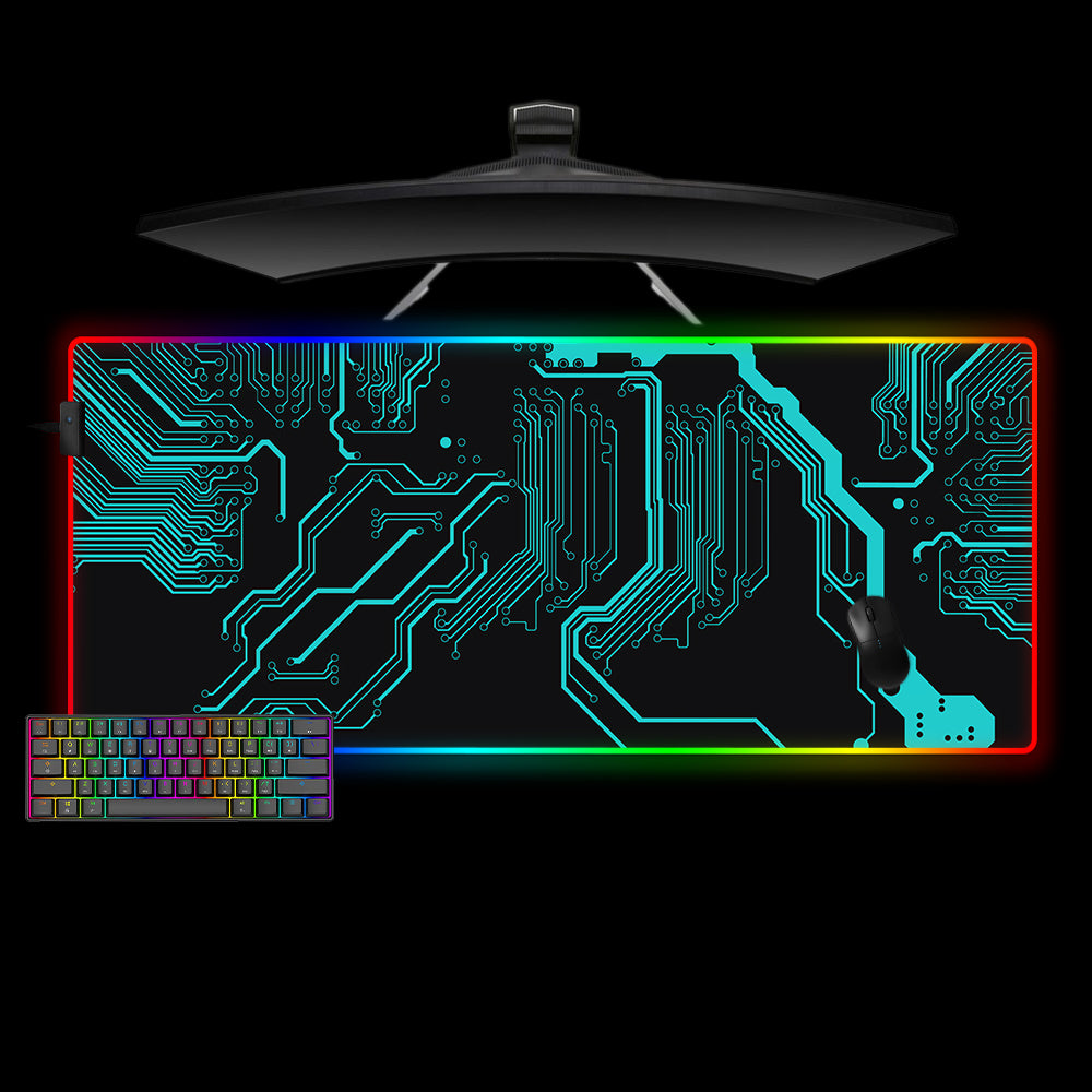 Allleftout Blue Circuit Design M-Xxl Size Rgb Gaming Mouse Pad, Computer Desk Mat