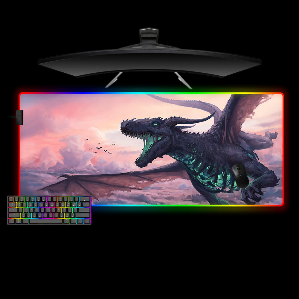 Allleftout Skeletal Dragon Design M-Xxl Size Rgb Gaming Mouse Pad, Computer Desk Mat