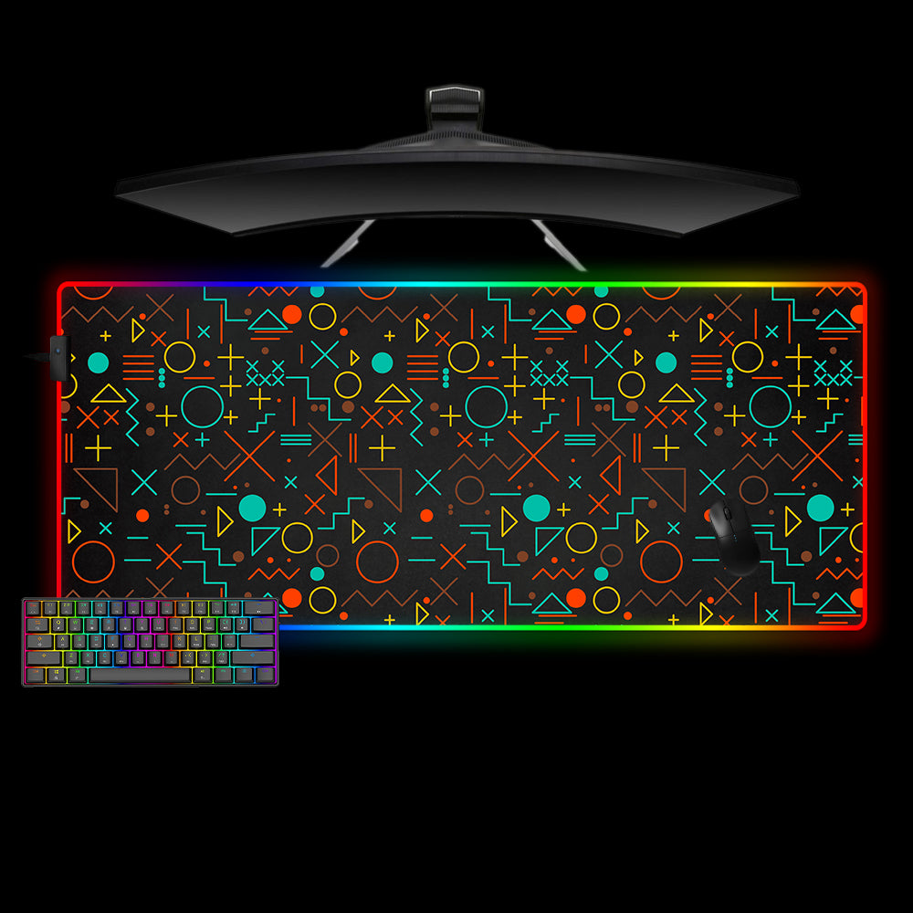 Allleftout Geometry Shapes Design M-Xxl Size Rgb Gaming Mouse Pad, Computer Desk Mat
