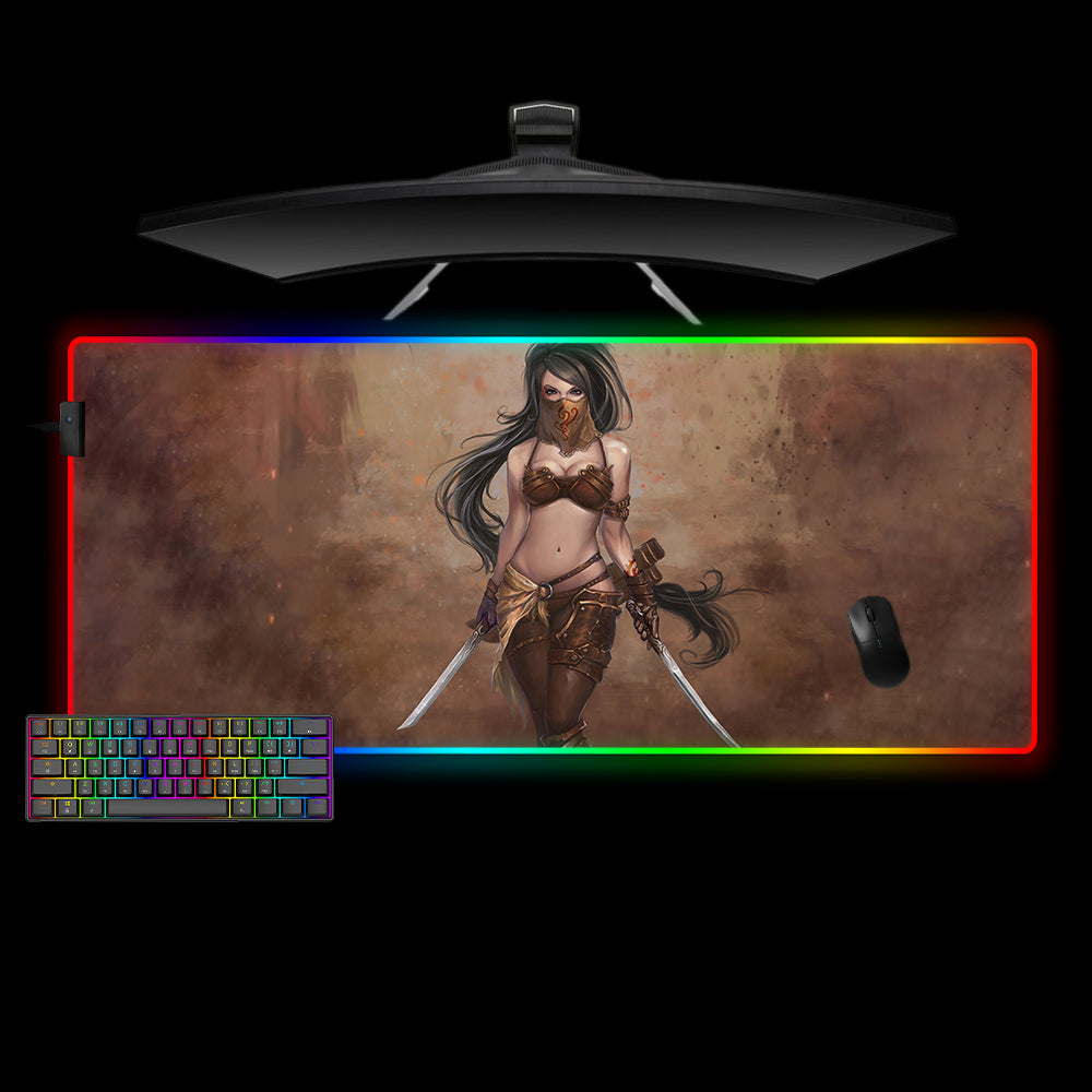 Allleftout Female Assassin Design M-Xxl Size Rgb Gaming Mouse Pad, Computer Desk Mat