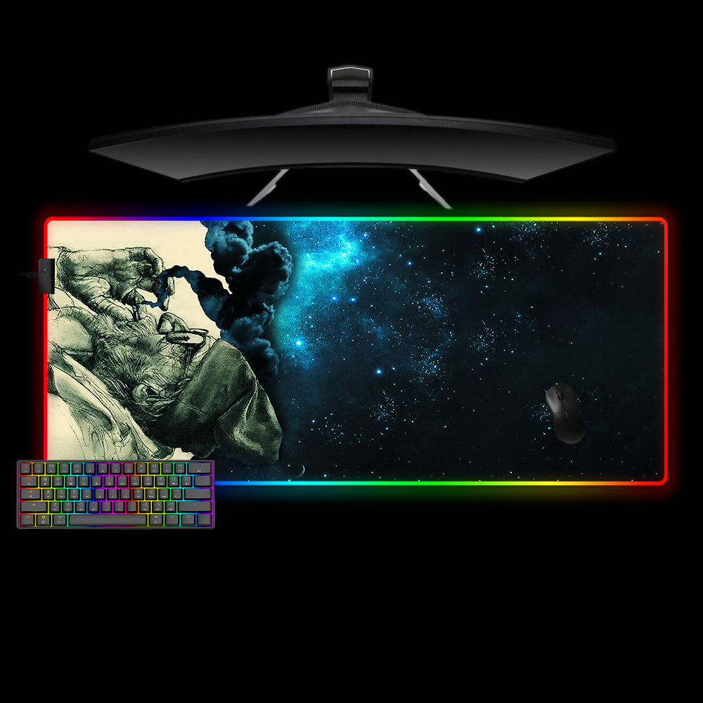 Allleftout Smoker Space Design M-Xxl Size Rgb Gaming Mouse Pad, Computer Desk Mat