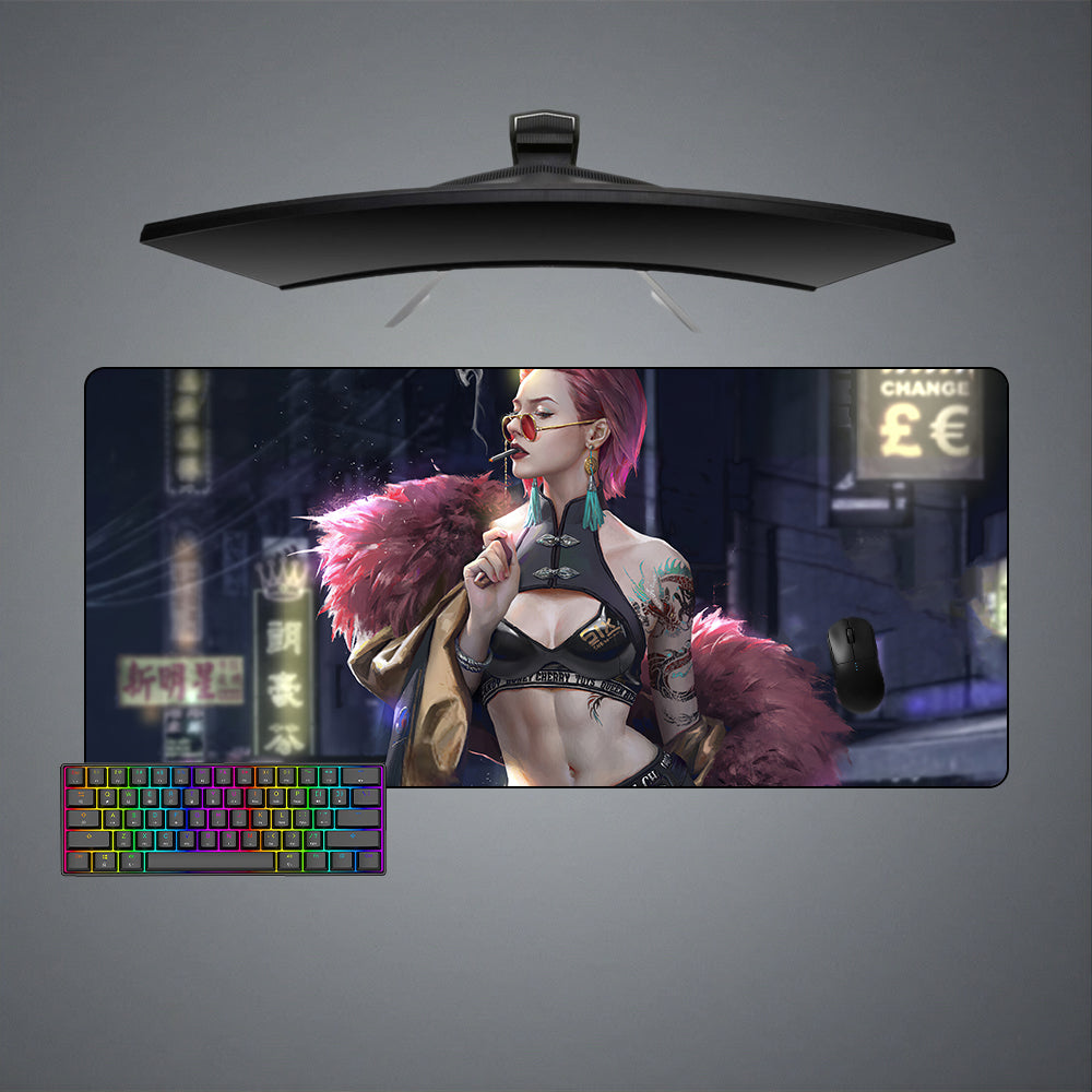 Allleftout Cyberpunk Style Girl Design M-Xxl Size Gaming Mouse Pad, Computer Desk Mat