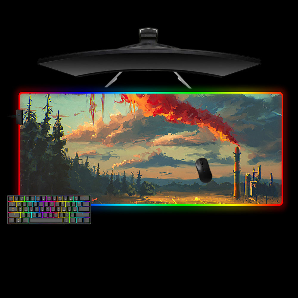 Allleftout Pollution Painting Design M-Xxl Size Rgb Gaming Mouse Pad, Computer Desk Mat
