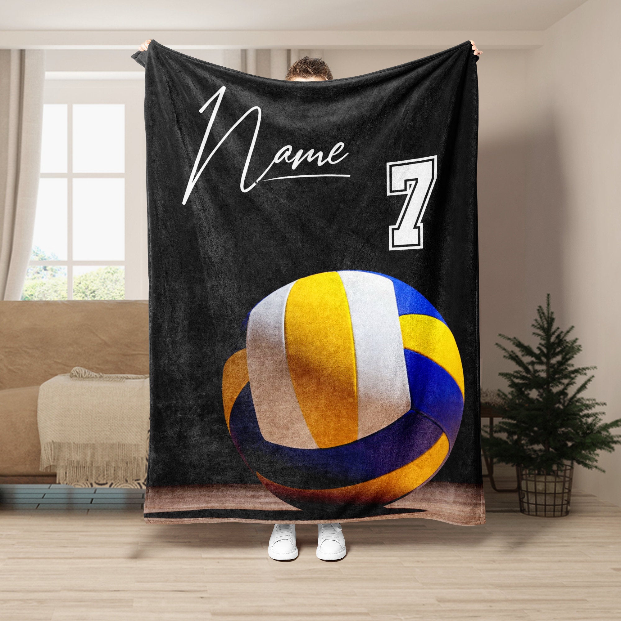 Petmytshirt Volleyball Blanket Custom Name Number Gift for Mom Daughter Girl Kid Team
