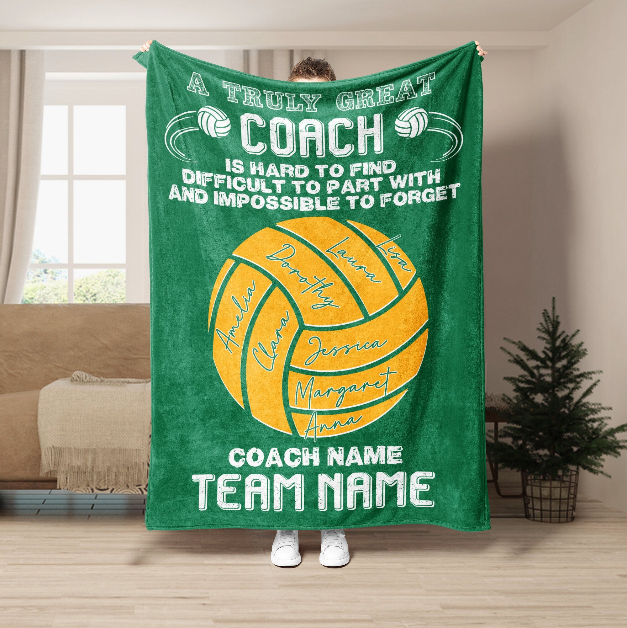 Petmytshirt Volleyball Blanket Volleyball Coach Blanket Custom Name Appreciation Gift for Coach
