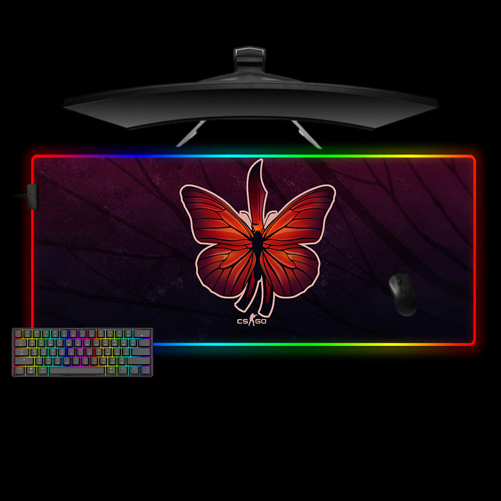 Allleftout Butterfly Fade Design M-Xxl Size Rgb Gaming Mouse Pad, Computer Desk Mat