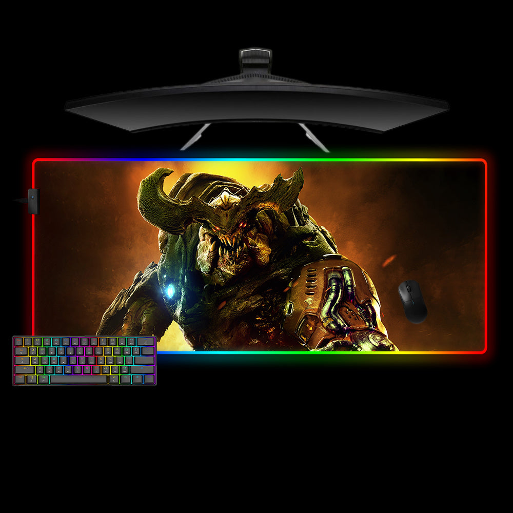 Allleftout Cyberdemon Design M-Xxl Size Rgb Gaming Mouse Pad, Computer Desk Mat