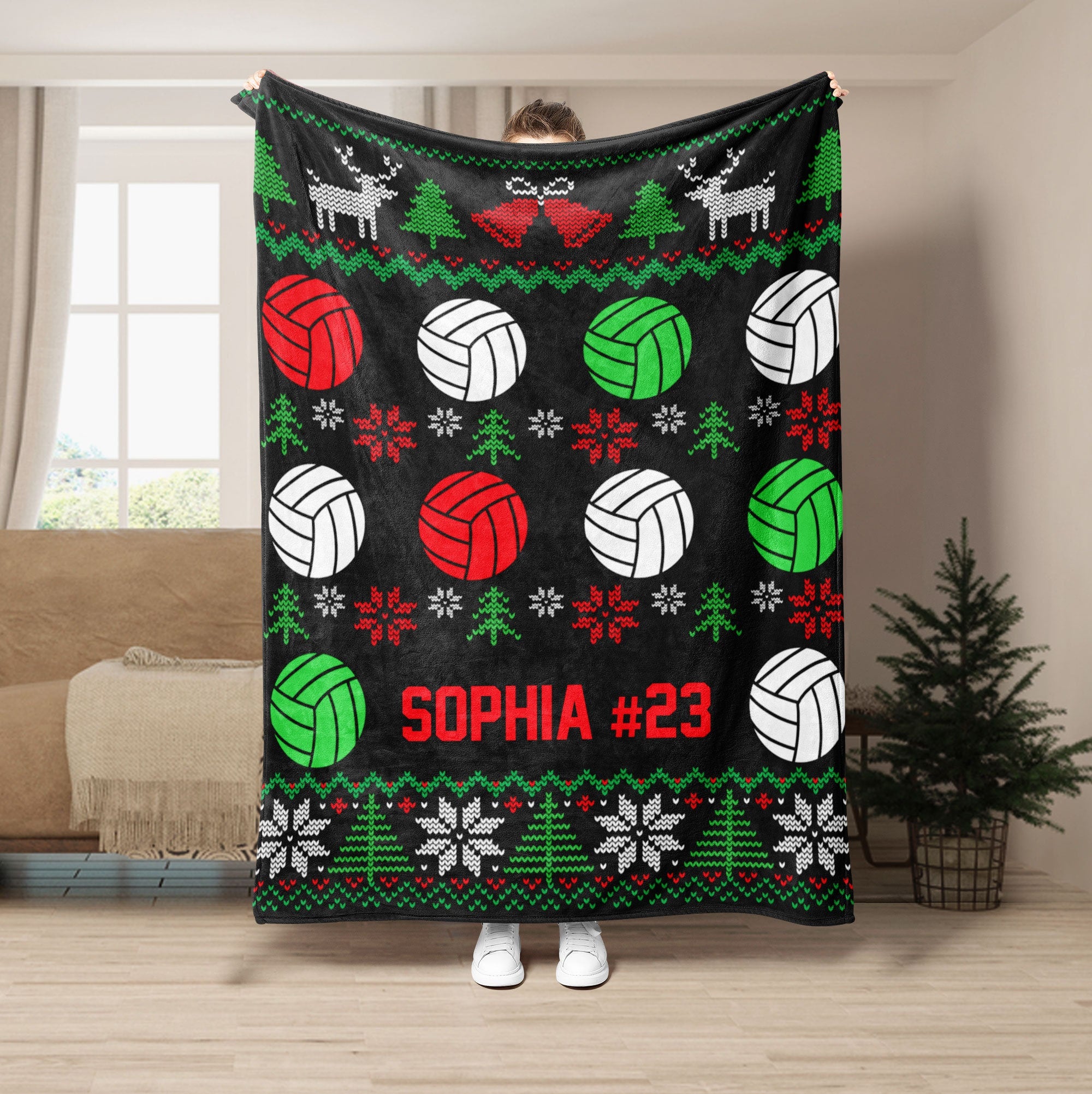 Petmytshirt Volleyball Blanket Christmas Volleyball Custom Christmas Gift for Mom Wife Daughter