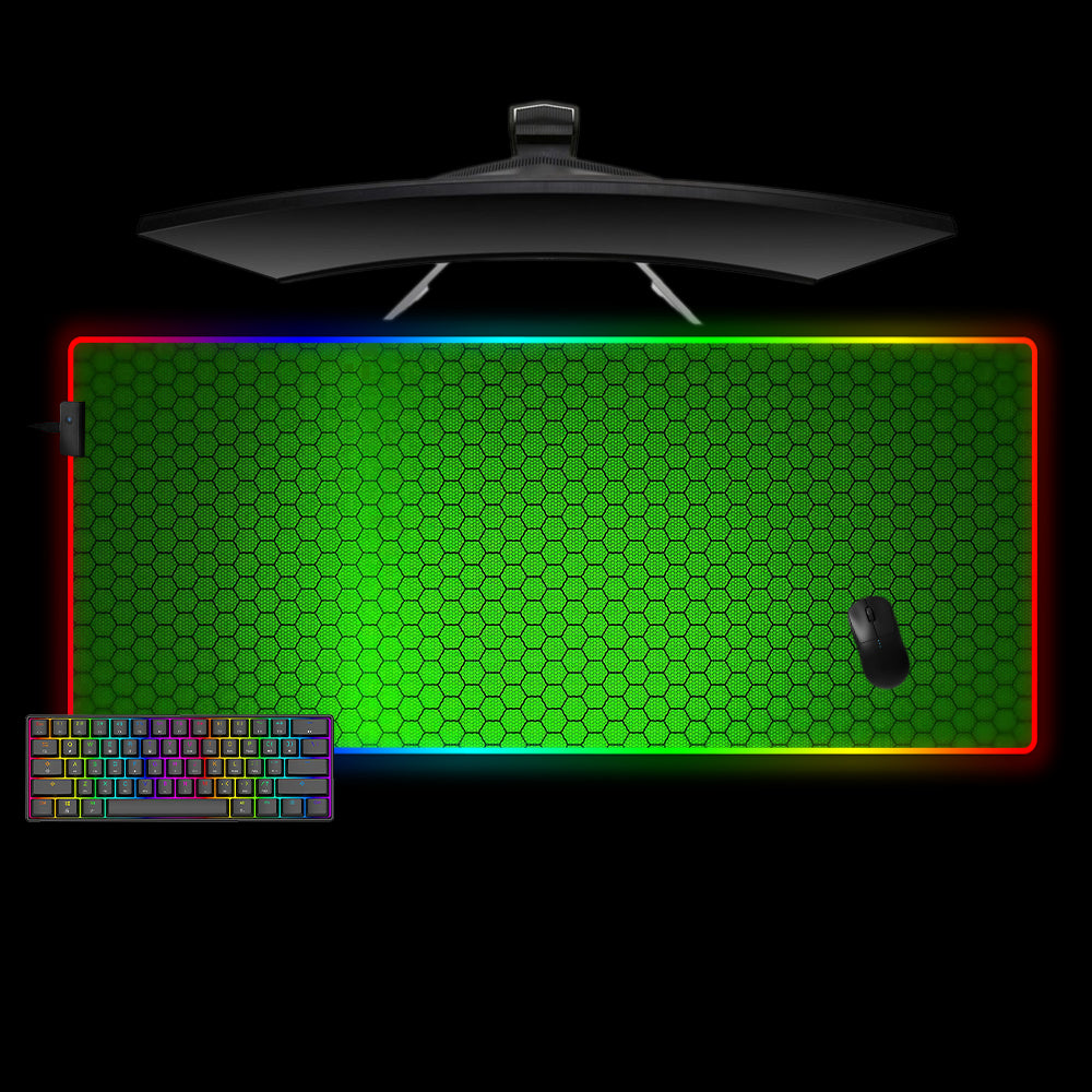 Allleftout Neon Green Hex Web Design M-Xxl Size Rgb Gaming Mouse Pad, Computer Desk Mat