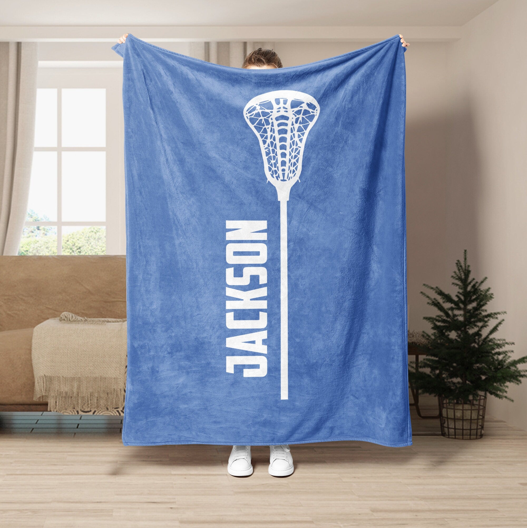 Petmytshirt Lacrosse Blanket Custom Name Lacrosse Gift for Dad Husband Boyfriend Son Kid Team