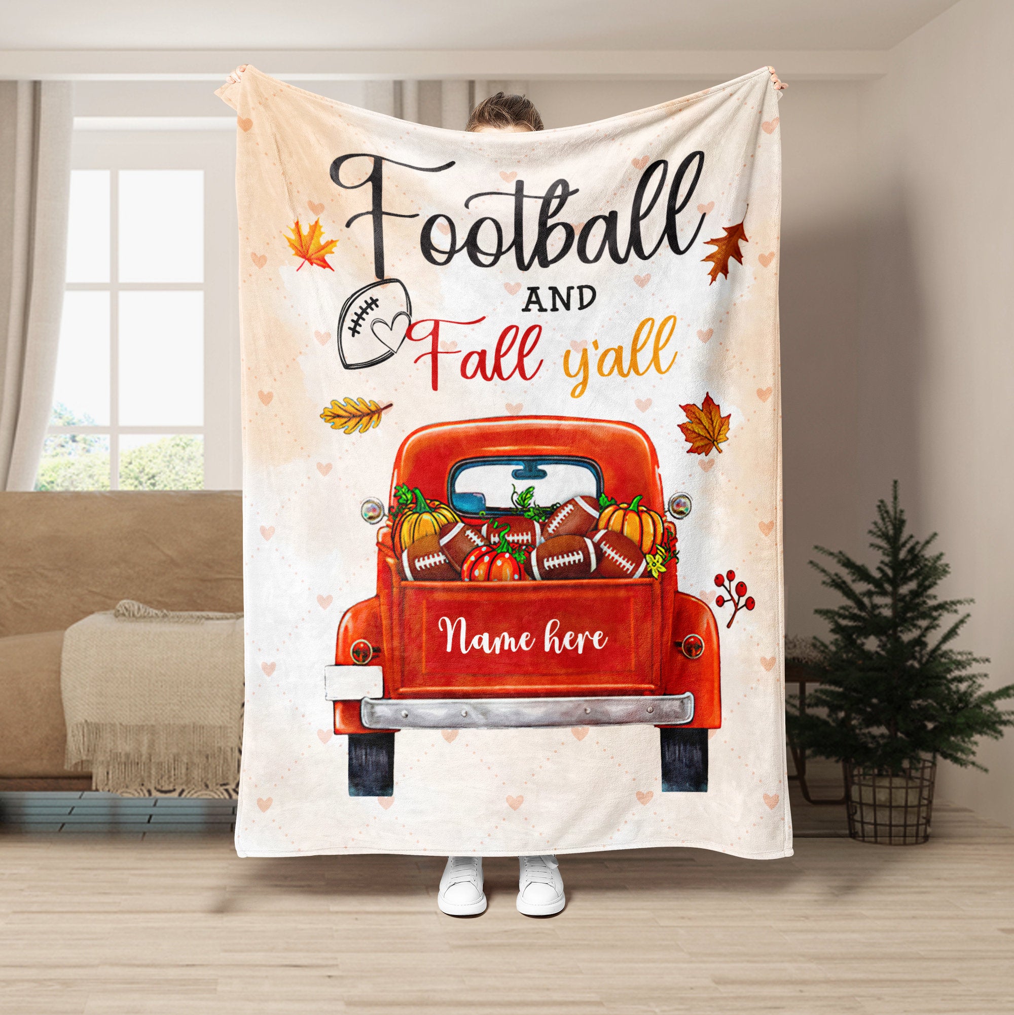 Petmytshirt Football Blanket Football And Fall'Yall Custom Football Gift for Football Lover
