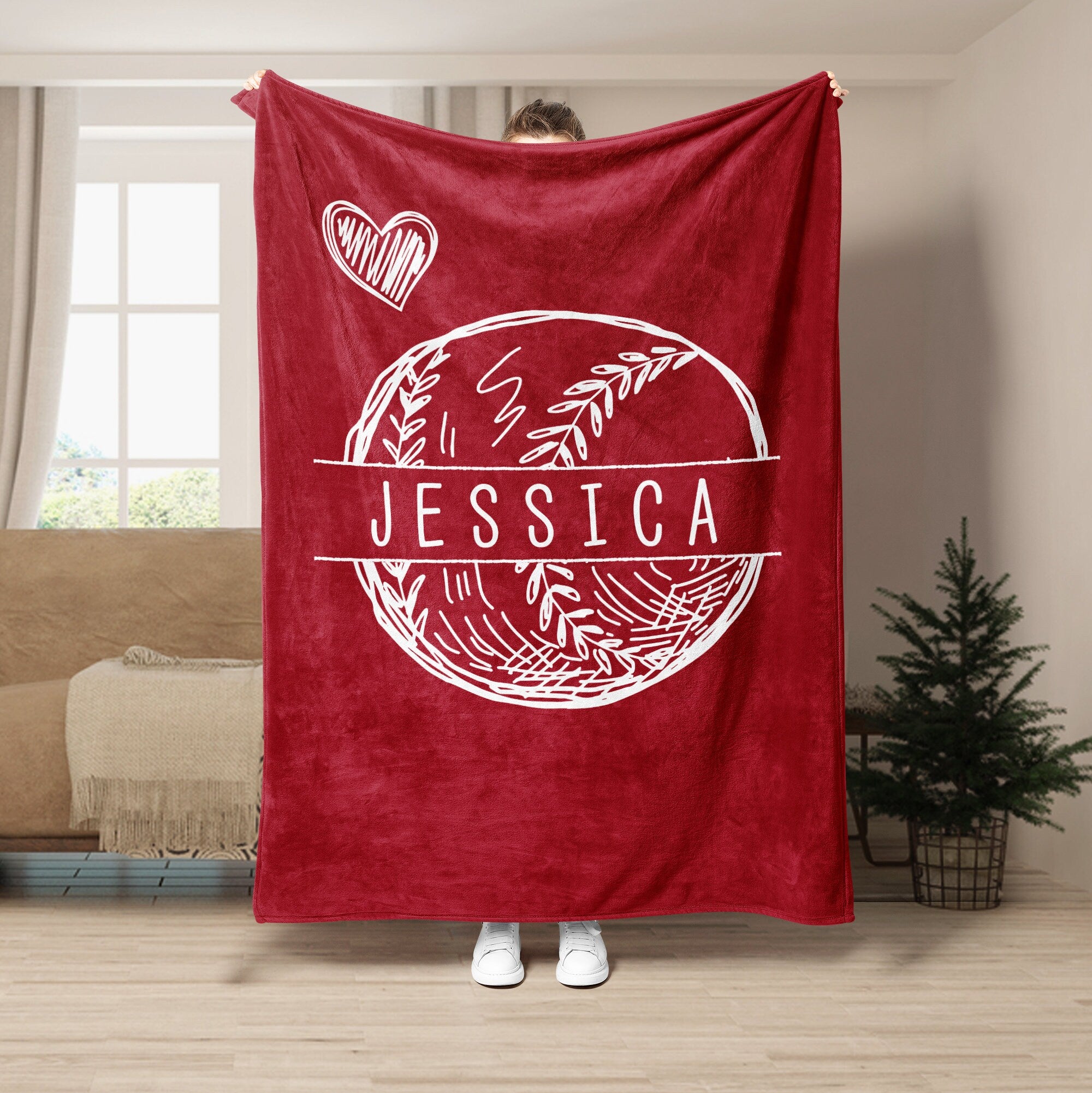 Petmytshirt Softball Blanket Custom Name Number Softball Gift for Mom Daughter Girl Kid Team