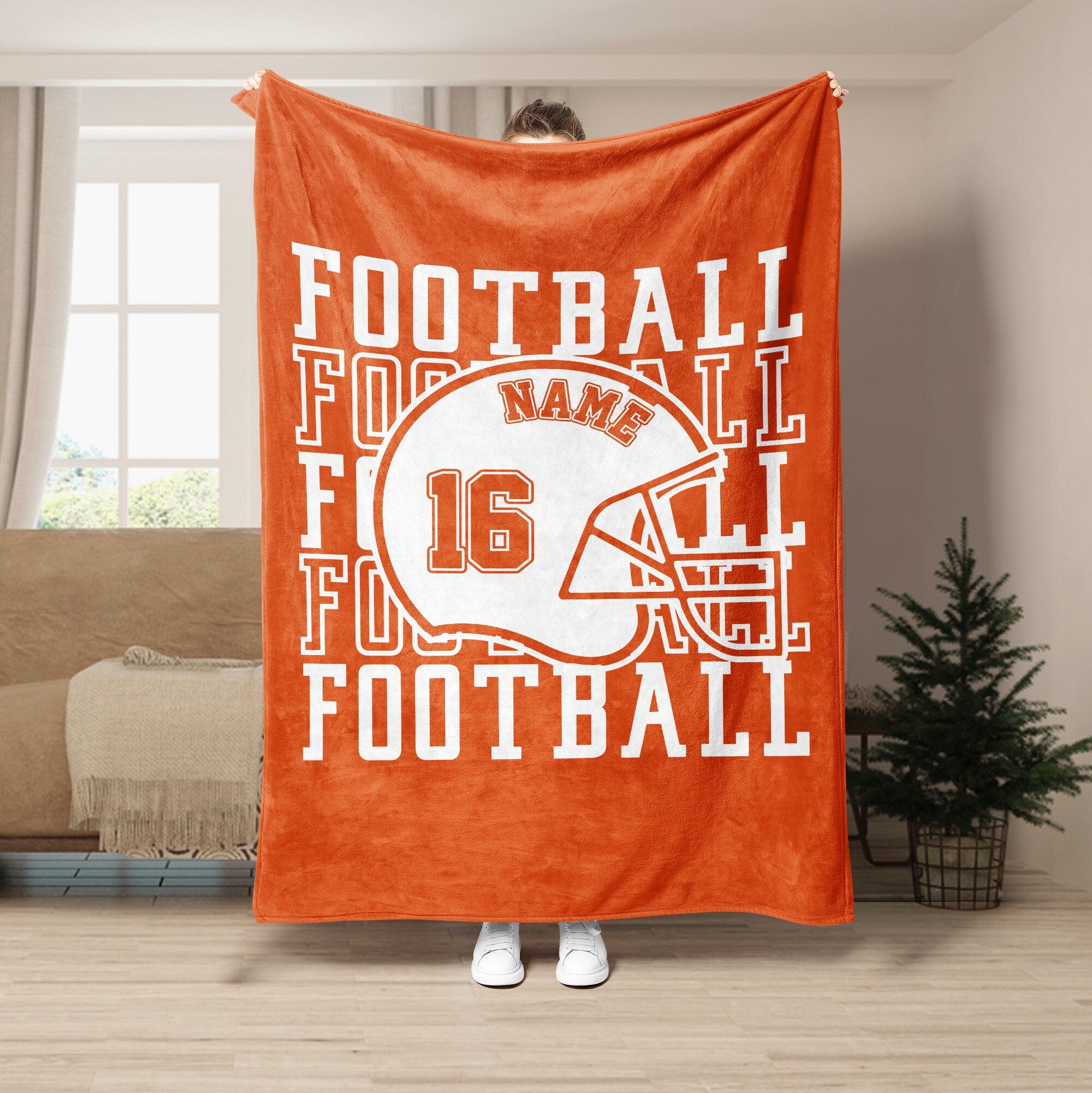 Petmytshirt Football Blanket Football Team Blanket Custom Name And Number Gift for Son Dad Team