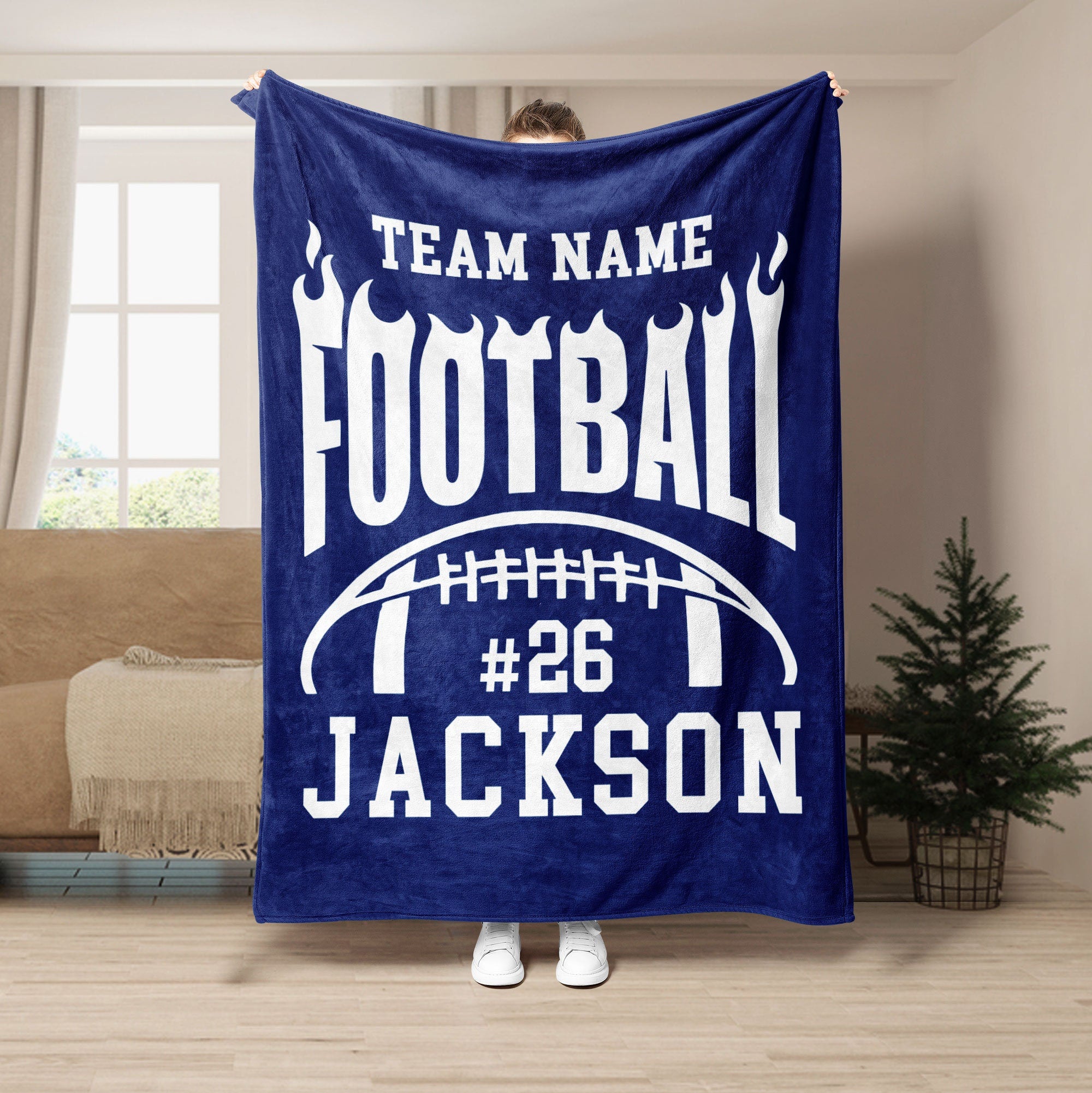 Petmytshirt Football Blanket Football Team Custom Football Gift for Team Dad Husband Son Kid