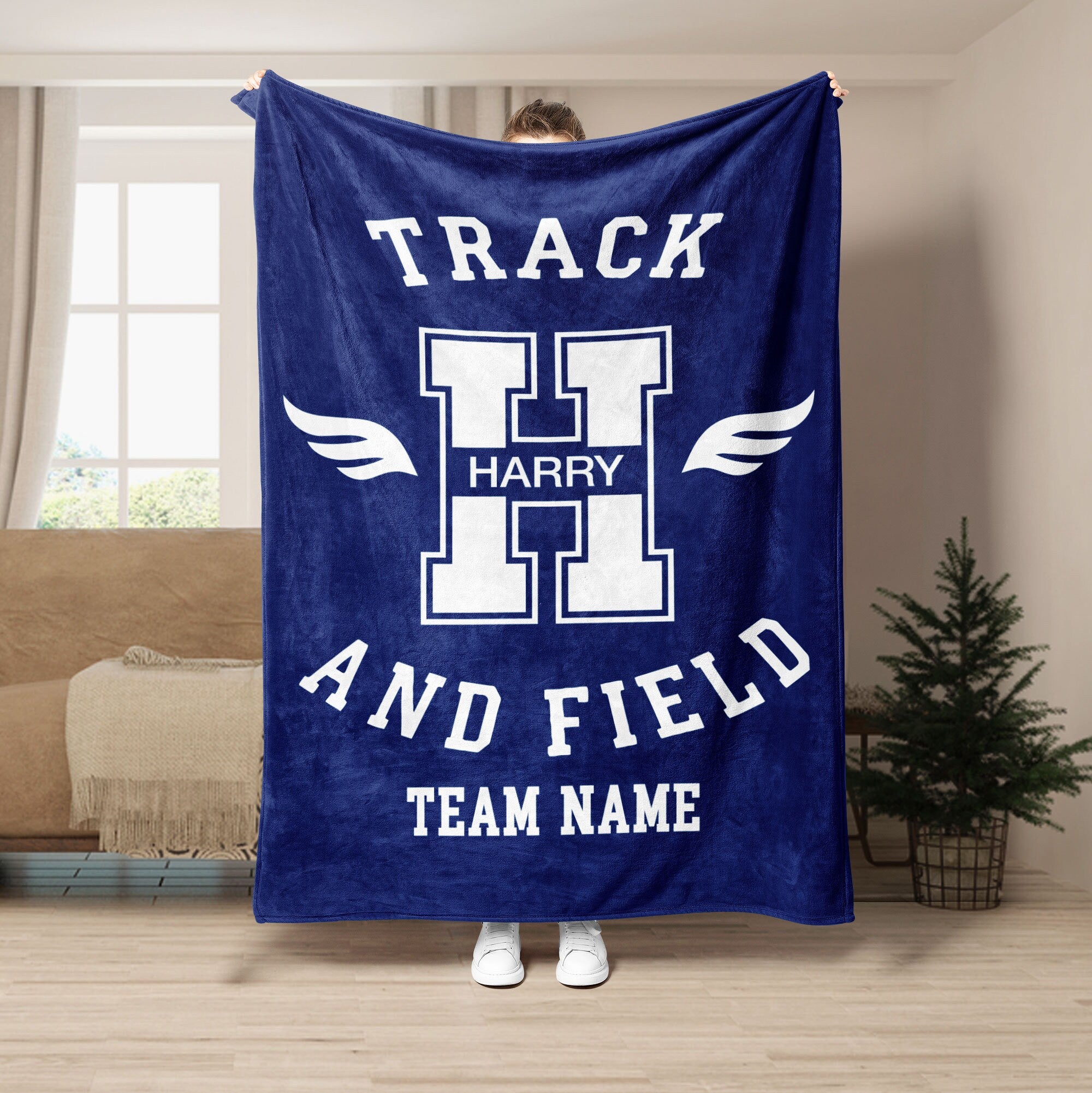 Petmytshirt Track and Field Blanket Custom Track and Field Gift for Son Daughter Mom Dad Team