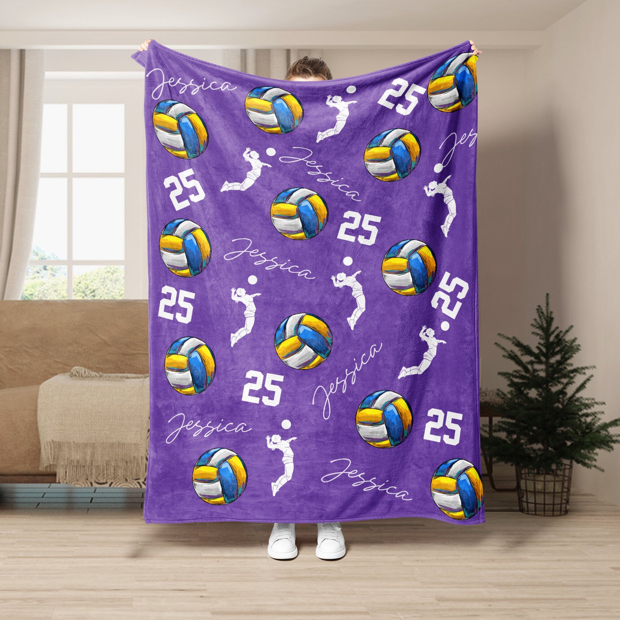 Petmytshirt Volleyball Blanket Custom Name Number Gift for Mom Girlfriend Daughter Kid Team
