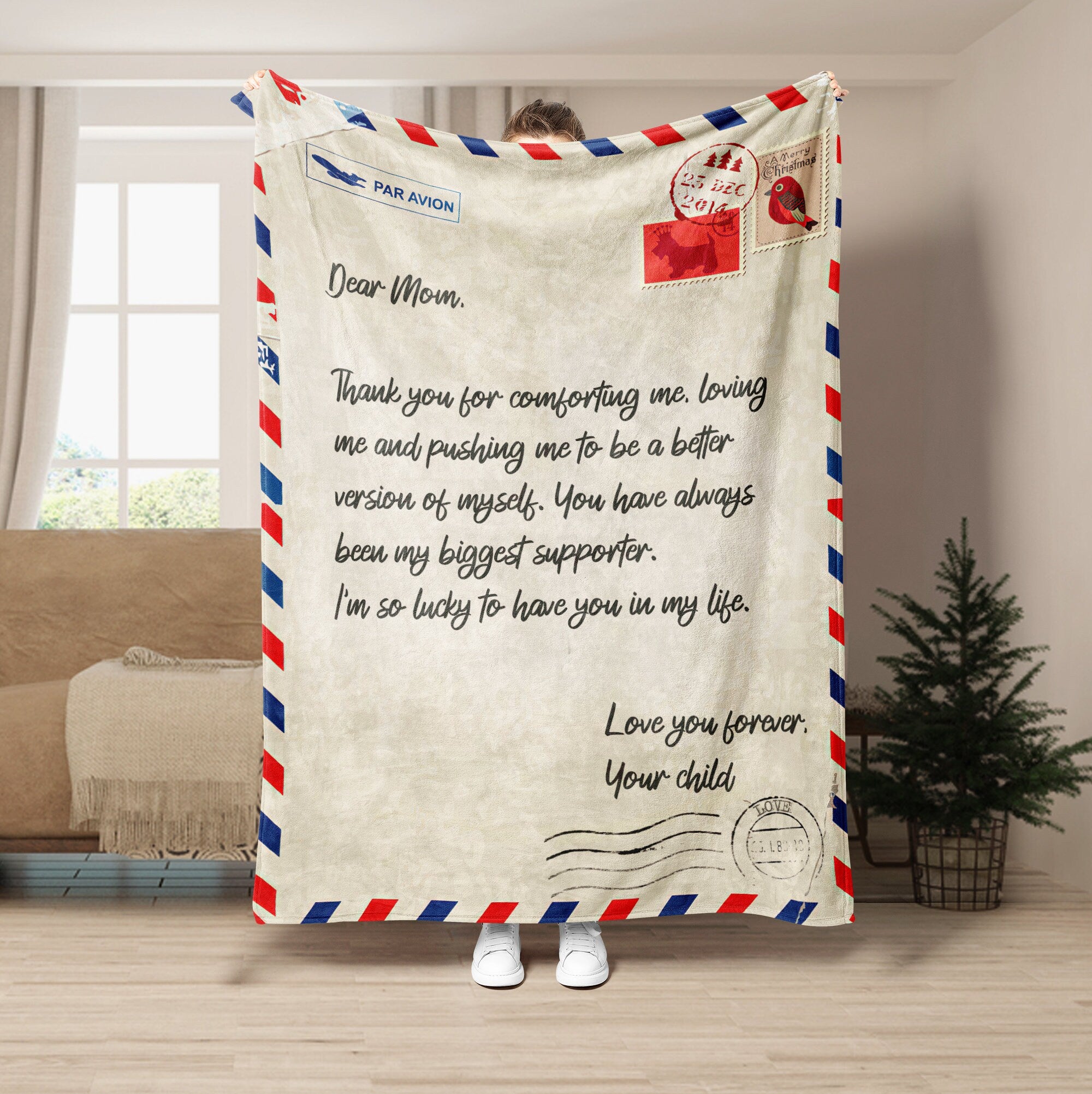 Petmytshirt Mom Blanket Letter to Mom Custom Gift for Mom from Daughter Son Mother's Day Gift