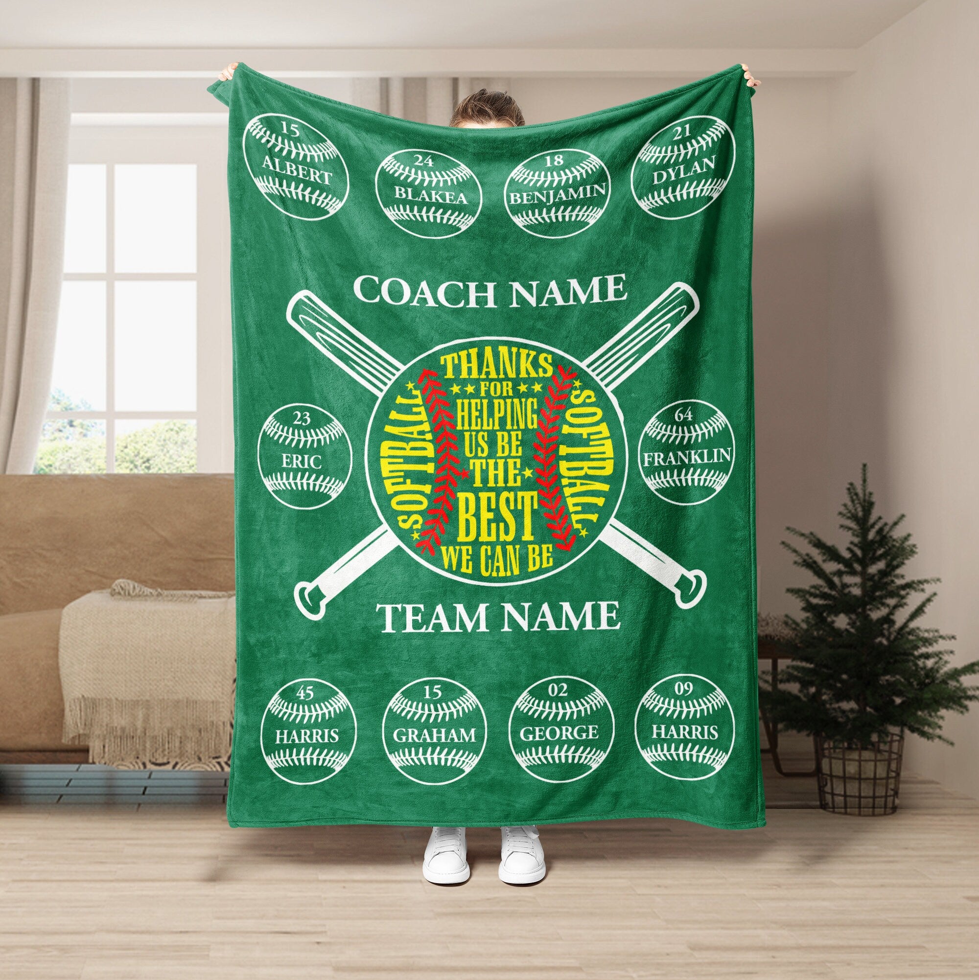 Petmytshirt Softball Blanket Softball Coach Blanket Custom Softball Gift for Coach Softball Team