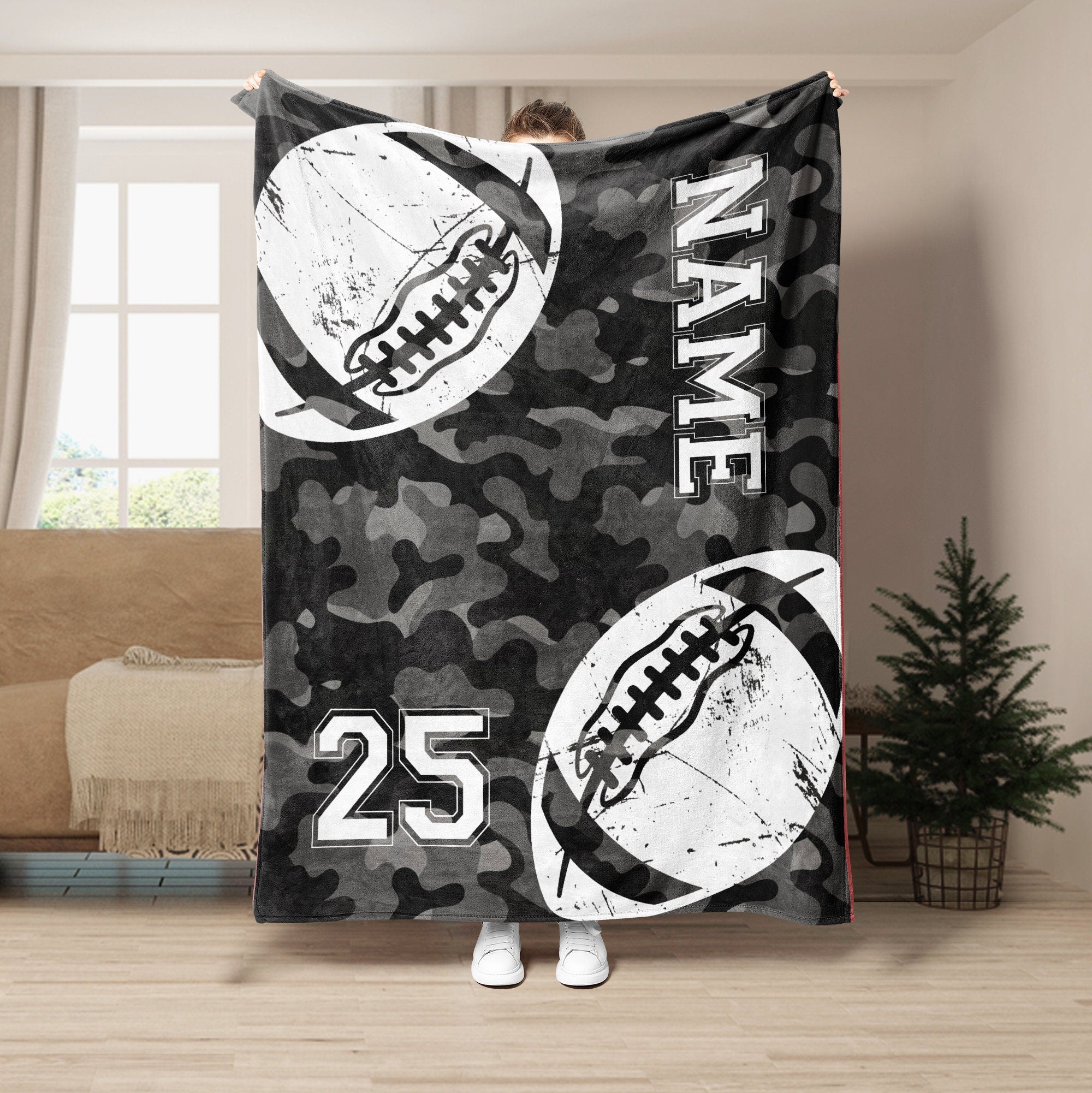 Petmytshirt Football Blanket Football Custom Gift for Dad Husband Boyfriend Son Kid Team