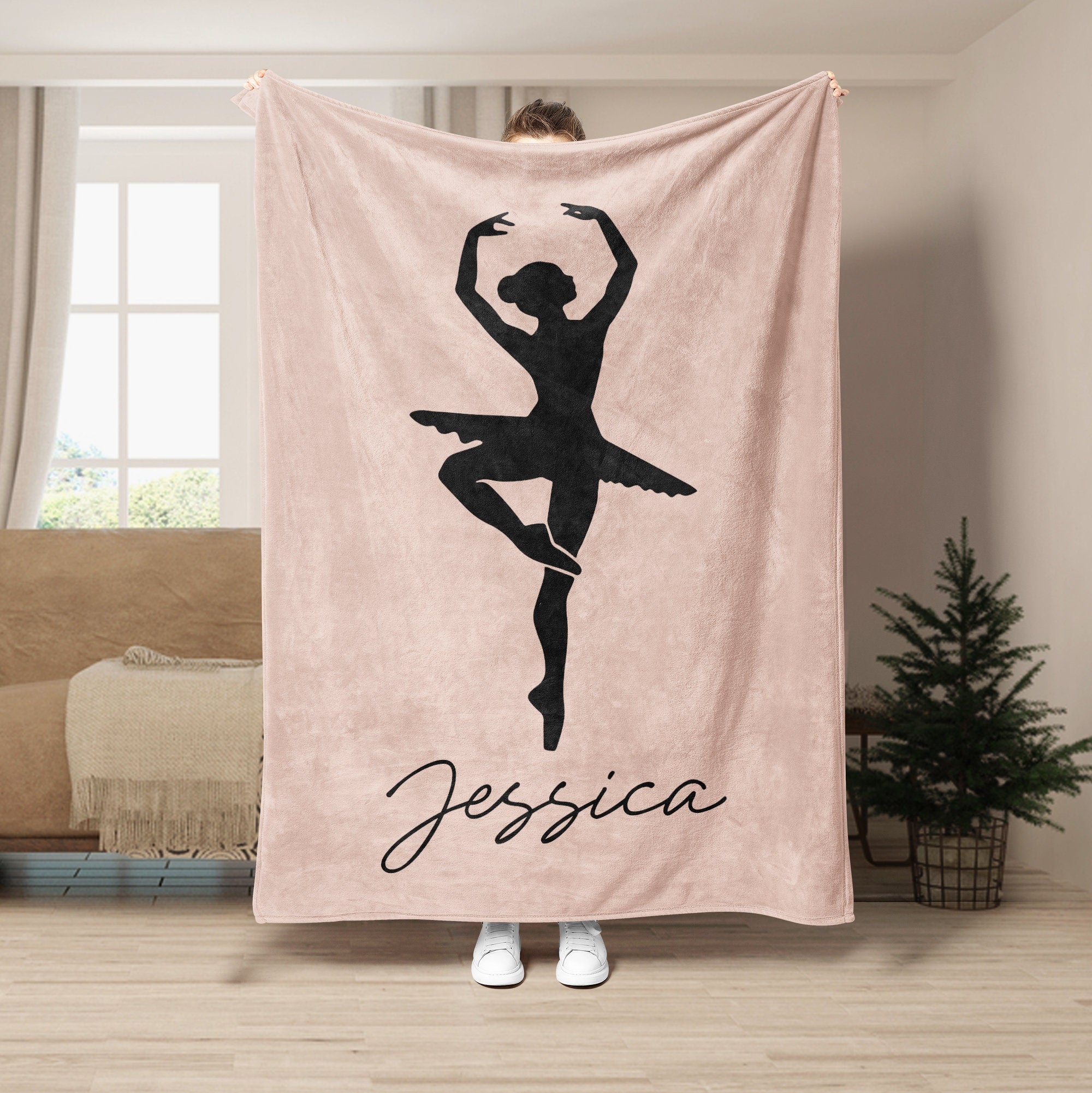 Petmytshirt Ballet Blanket Custom Name Gift for Sister Girlfriend Daughter Girl Ballet Dancer