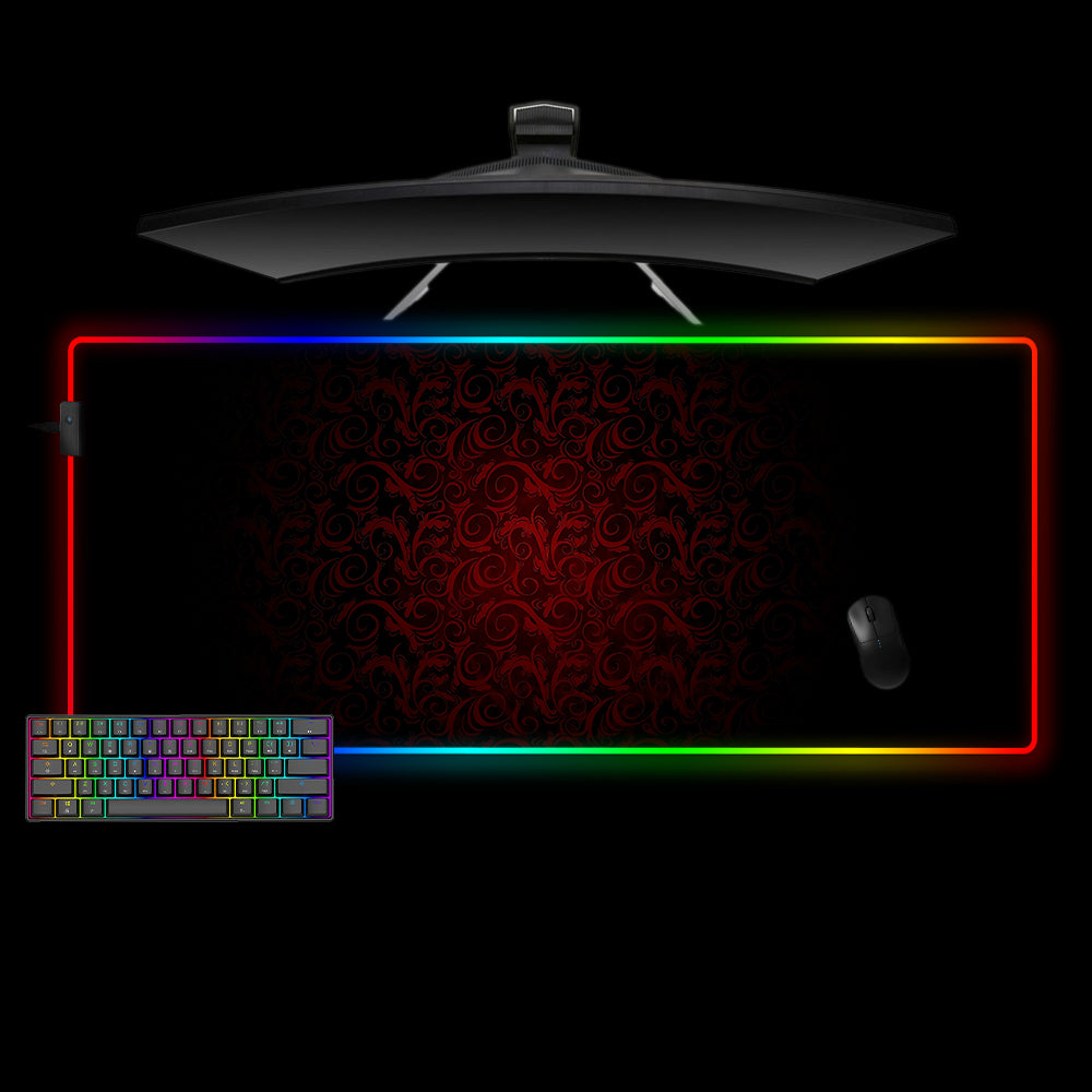Allleftout Dirty Red And Black Floral Design M-Xxl Size Rgb Gaming Mouse Pad, Computer Desk Mat