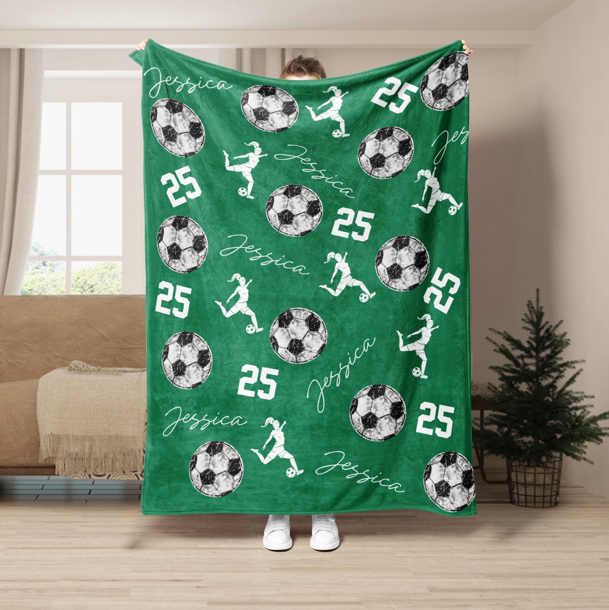 Petmytshirt Soccer Blanket Custom Soccer Girl Sport Gift for Mom Daughter Sister Kid Team