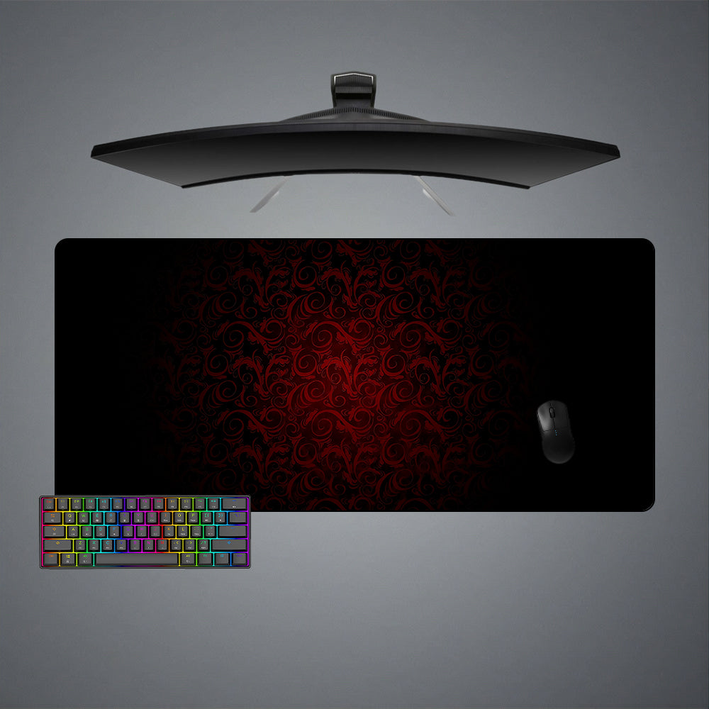 Allleftout Dirty Red And Black Floral Design M-Xxl Size Gaming Mouse Pad, Computer Desk Mat