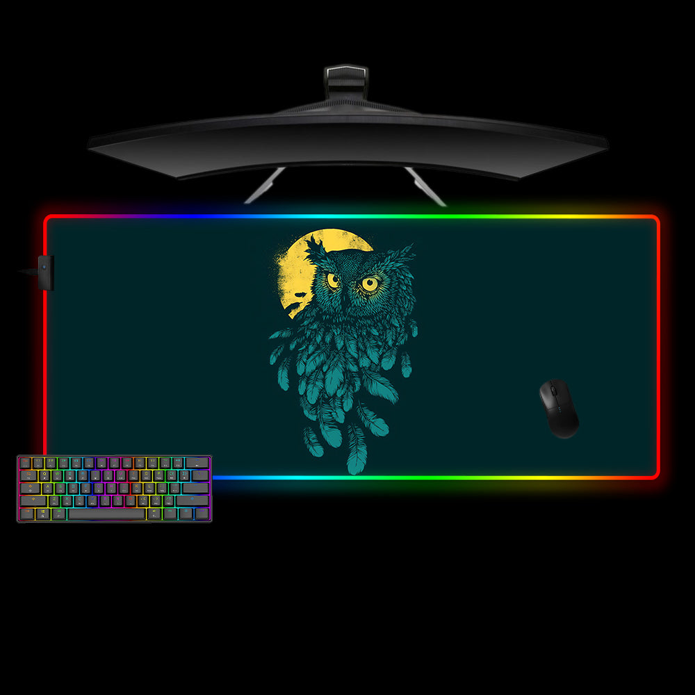 Allleftout Owl Design M-Xxl Size Rgb Gaming Mouse Pad, Computer Desk Mat