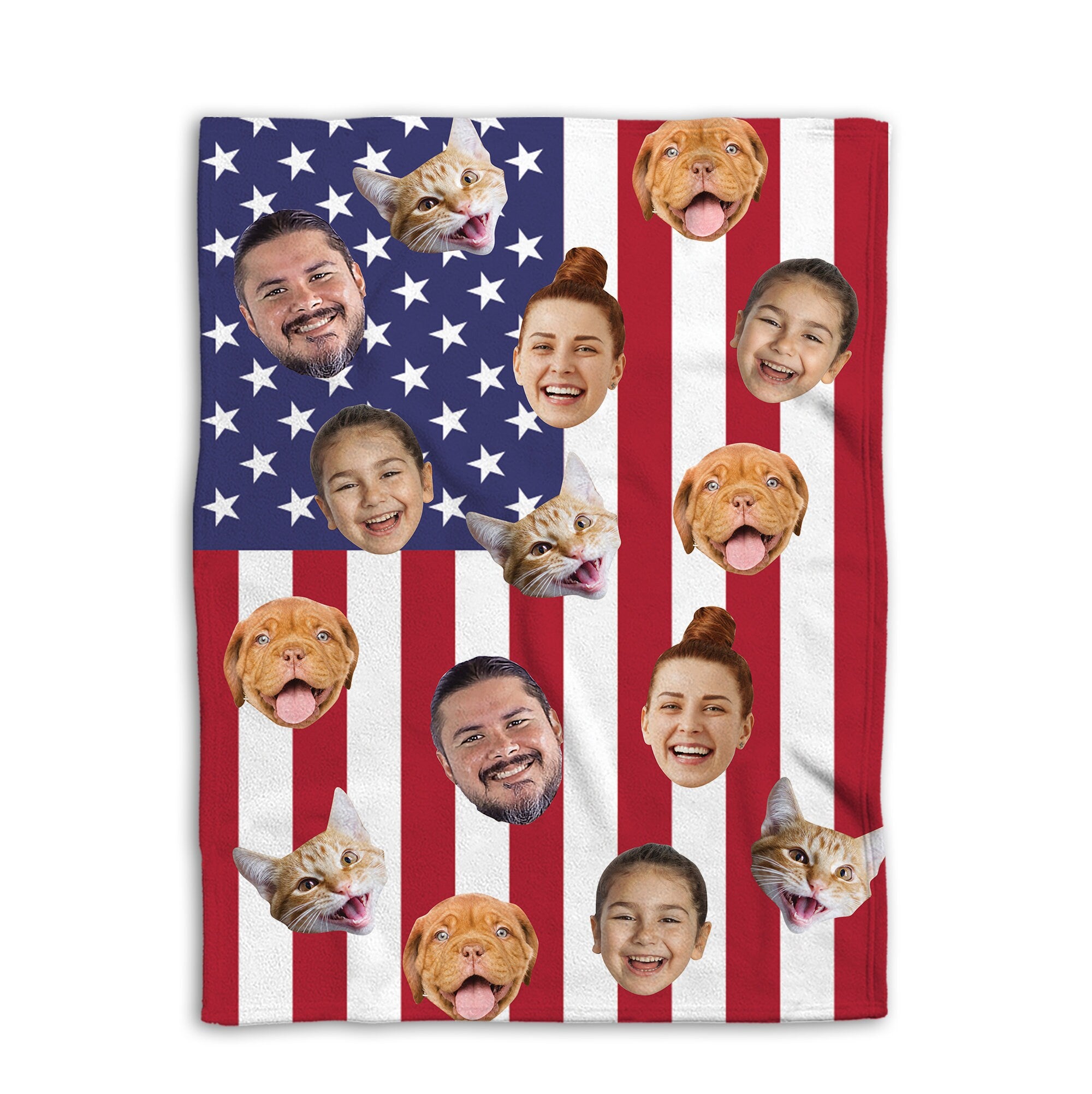 Petmytshirt Independence Day Gift 4th of July Family US Flag Blanket