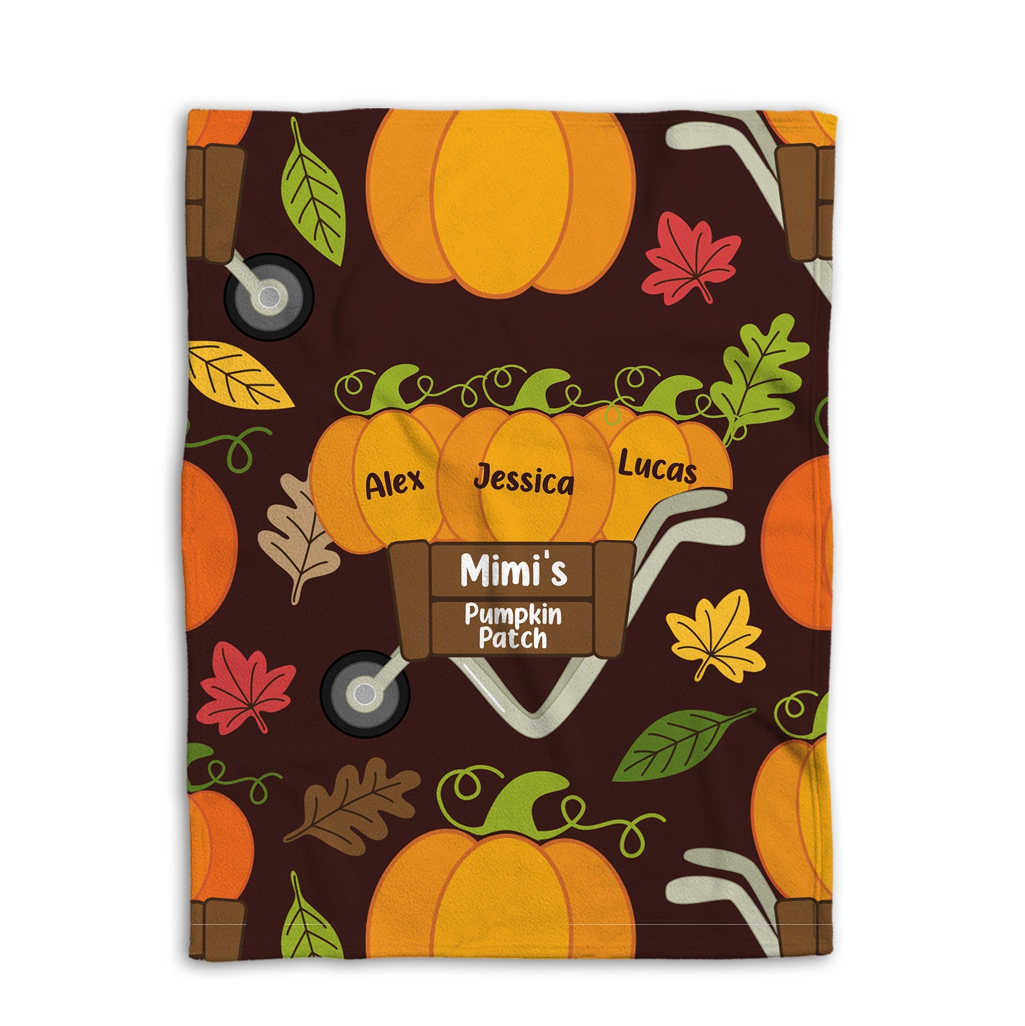 Petmytshirt Fall Pumpkin Blanket Autumn Pumpkins Blanket Custom Name Fall Gift for Grandma Mom