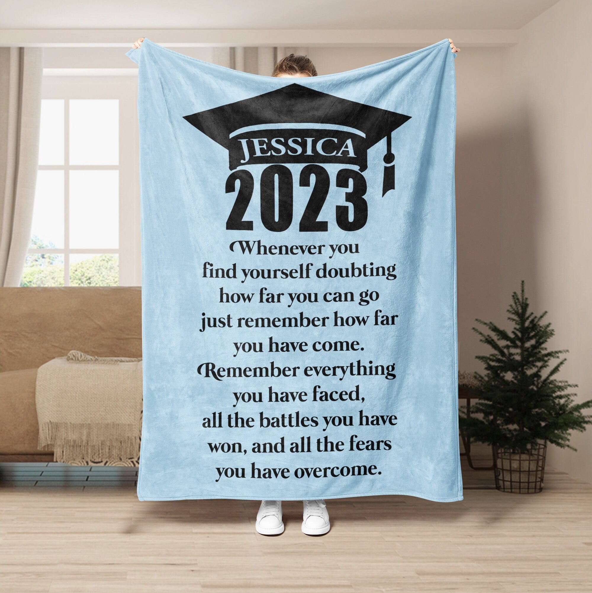 Petmytshirt Graduation Blanket College Grads Blanket Class of 2023 Custom Gift for Daughter Son