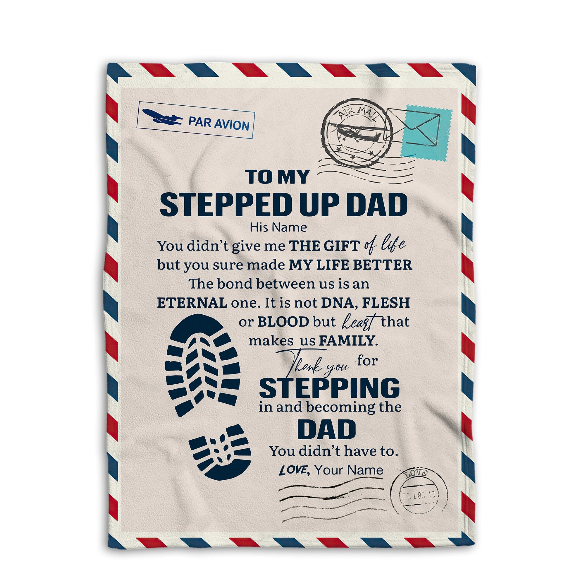 Petmytshirt Step Dad Blanket Letter To Bonus Dad Blanket Custom Soft Cozy Sherpa Fleece Throw Blankets