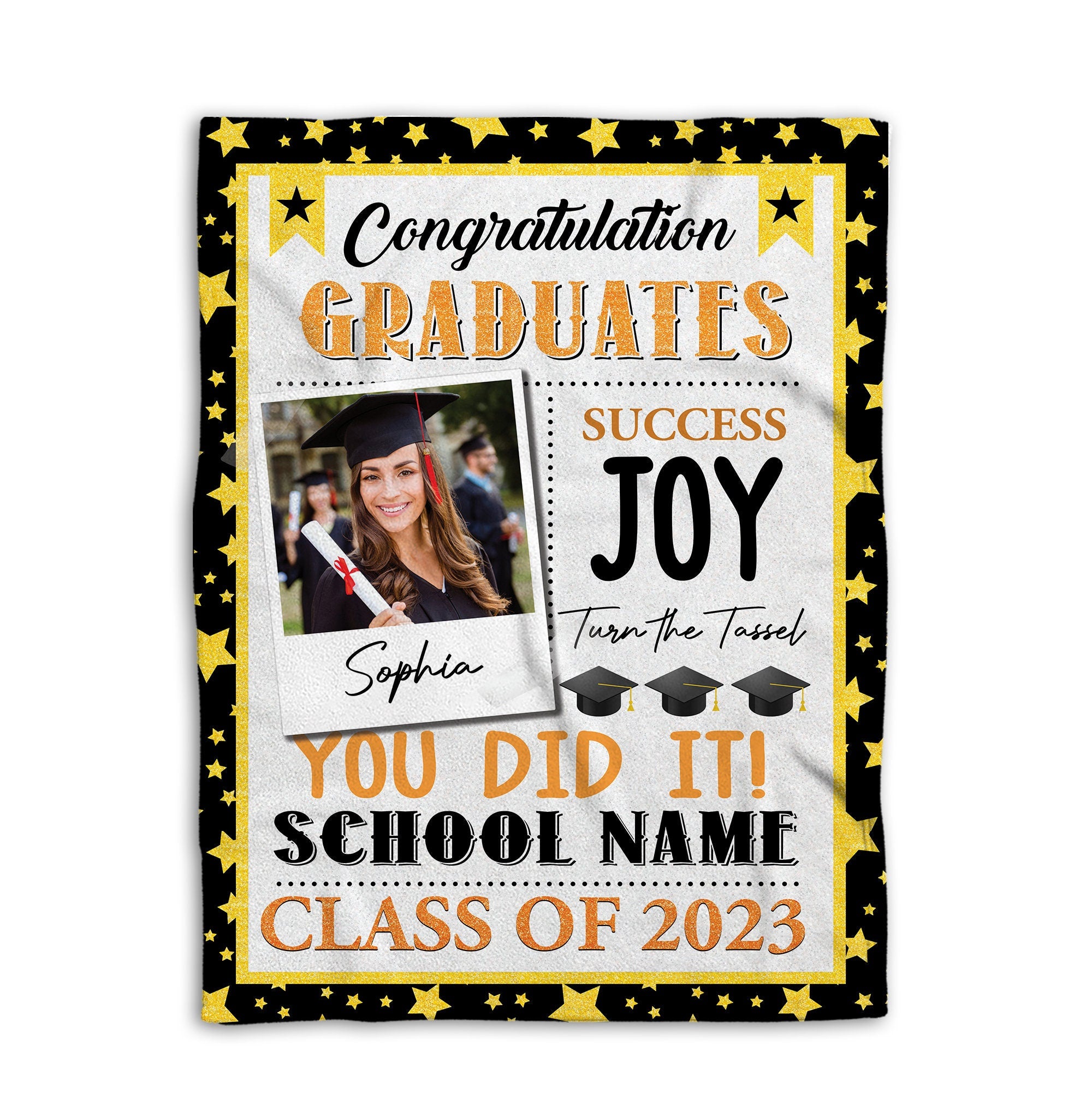 Petmytshirt Graduation Blanket College Grads Blanket Custom Photo Gift for Daughter Son