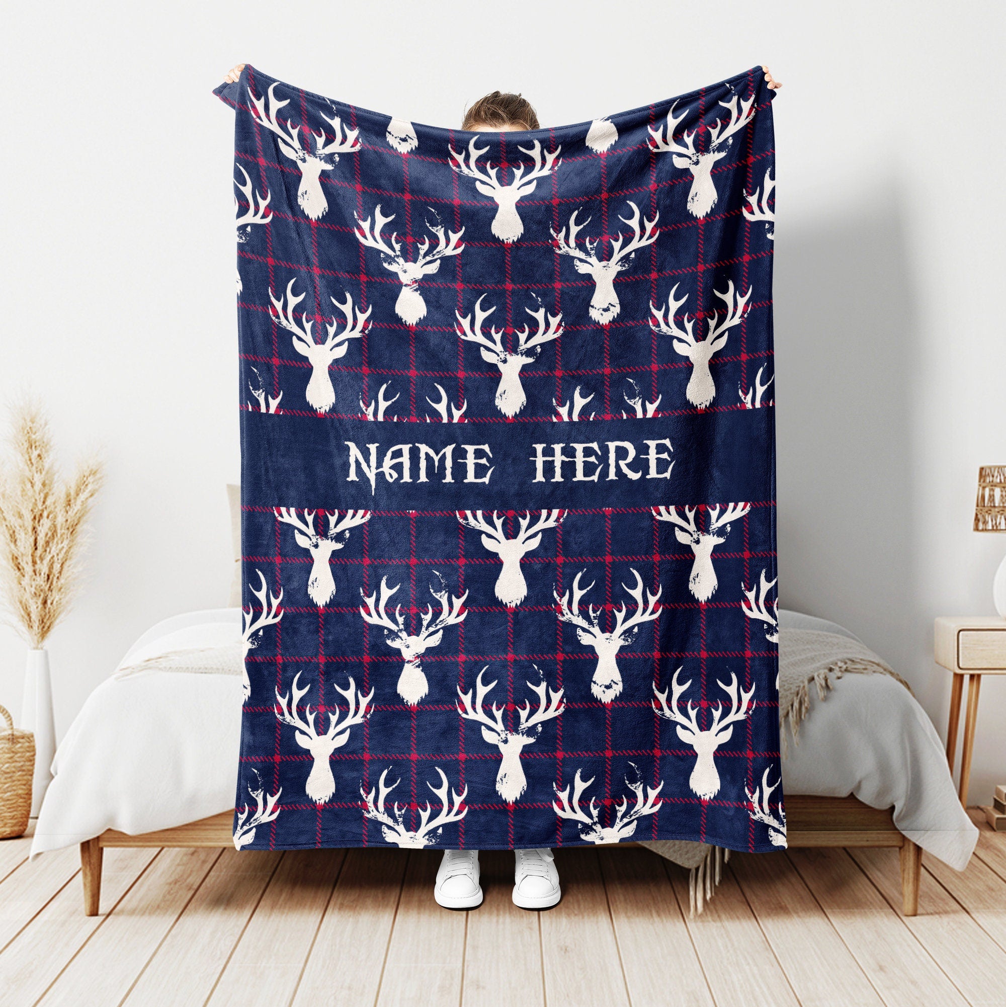 Petmytshirt Deer Blanket Hunting Blanket Custom Name Gift for Hunter Hunting Lover