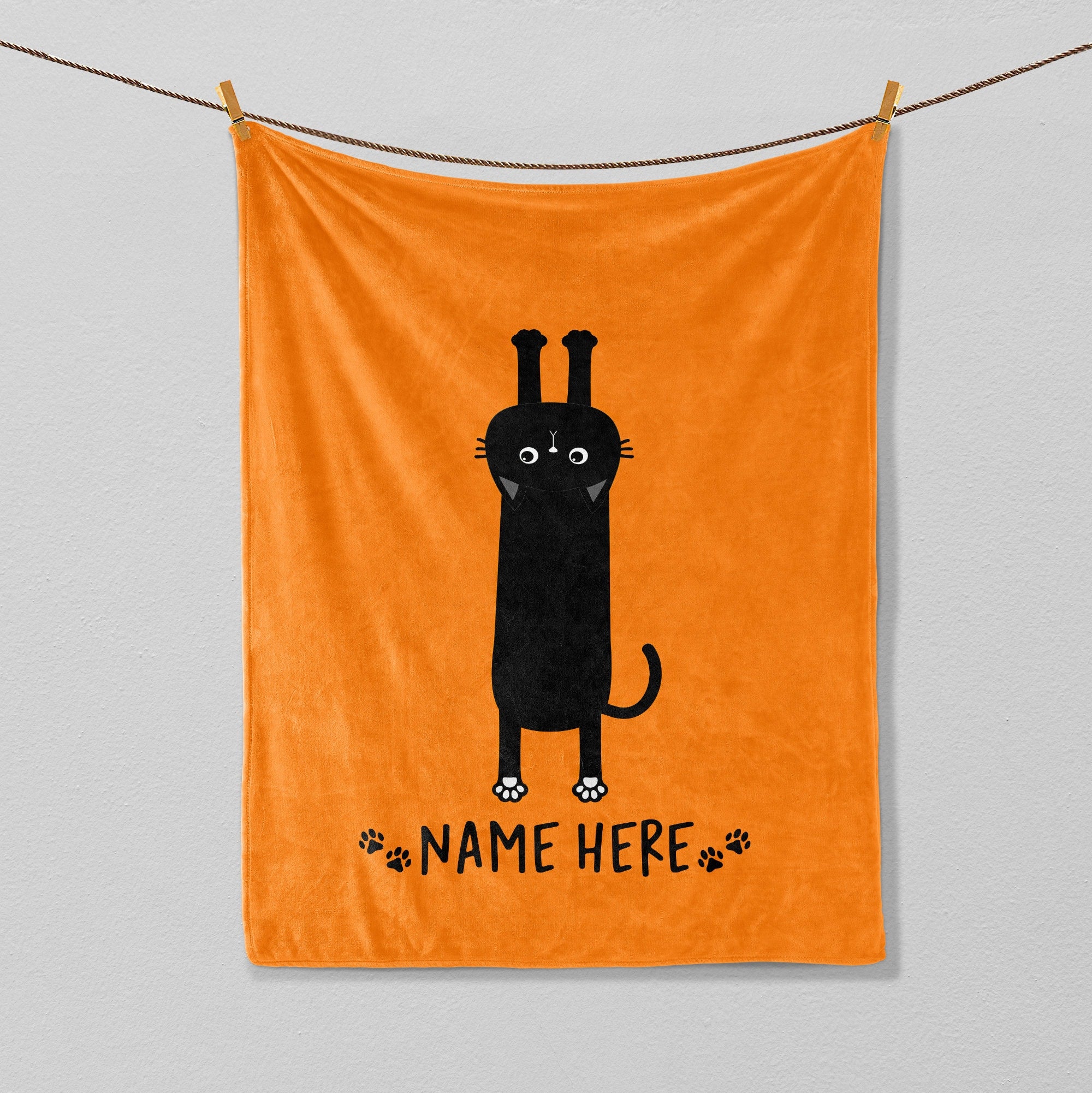 Petmytshirt Black Cat Blanket Custom Name Soft Cozy Sherpa Fleece Throw Blanket Funny Halloween Gift for Cat Mom Cat Dad Cat Lover