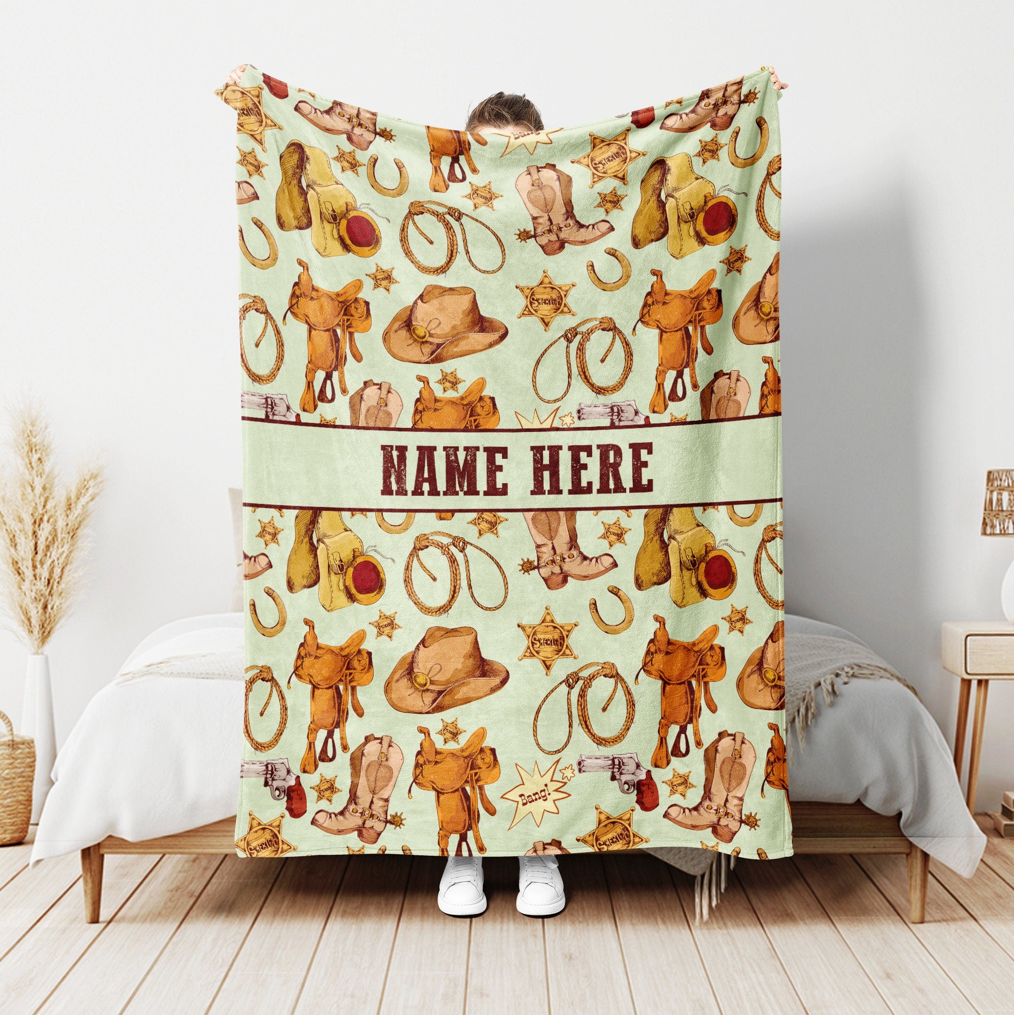 Petmytshirt Wild West Cowboy Blanket Custom Name Gift For Cowboy Cowgirl Western Gift