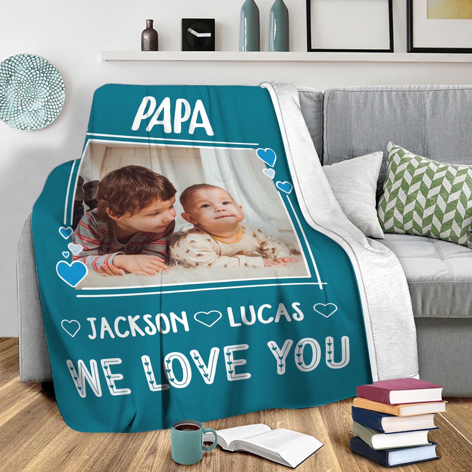 Petmytshirt Dad Blanket Dad And Child Photo Blanket Custom Kid Photo 