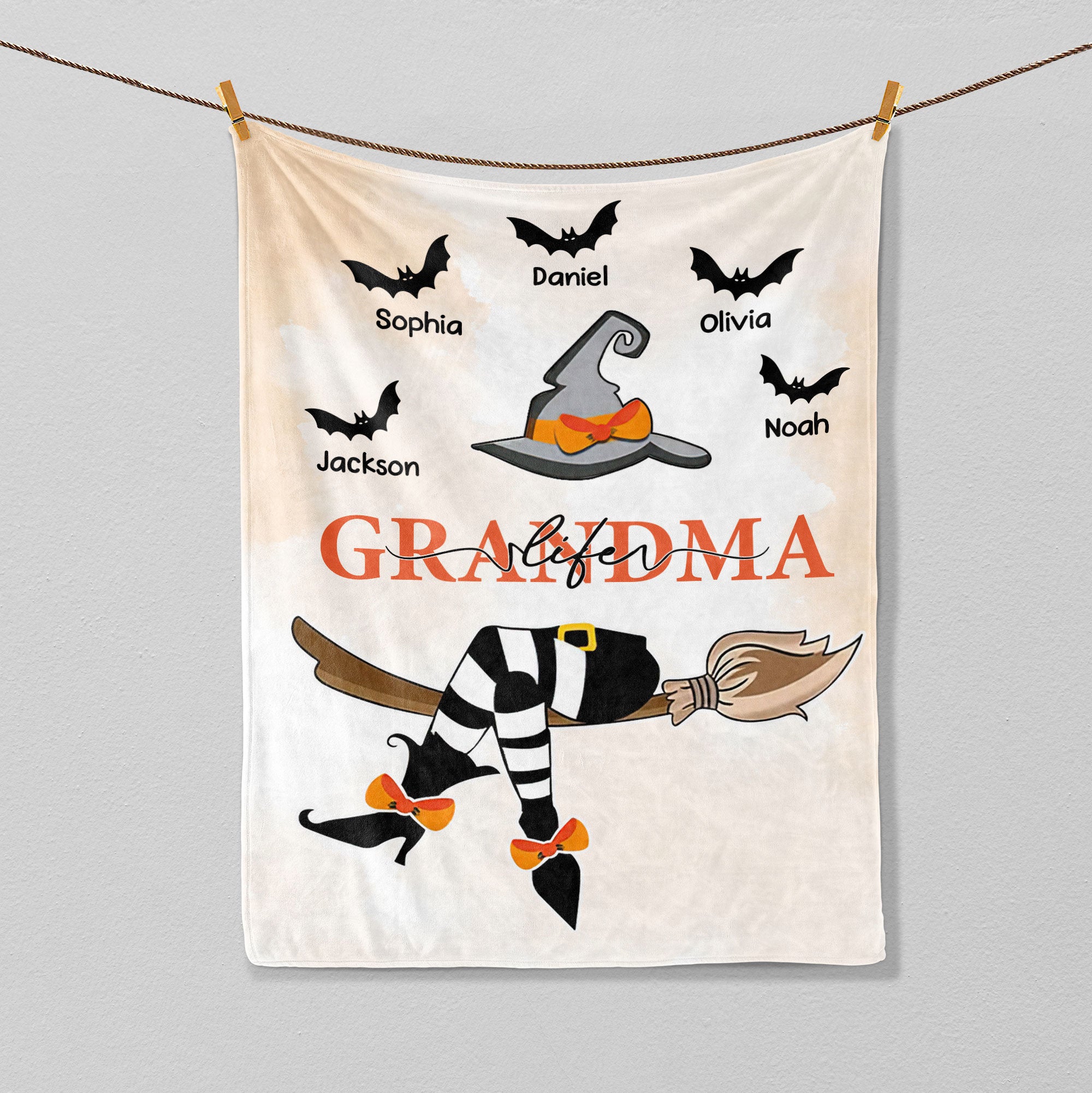 Petmytshirt Halloween Mom Blanket Mom Witch Blanket Custom Name Halloween Gift for Mom Grandma